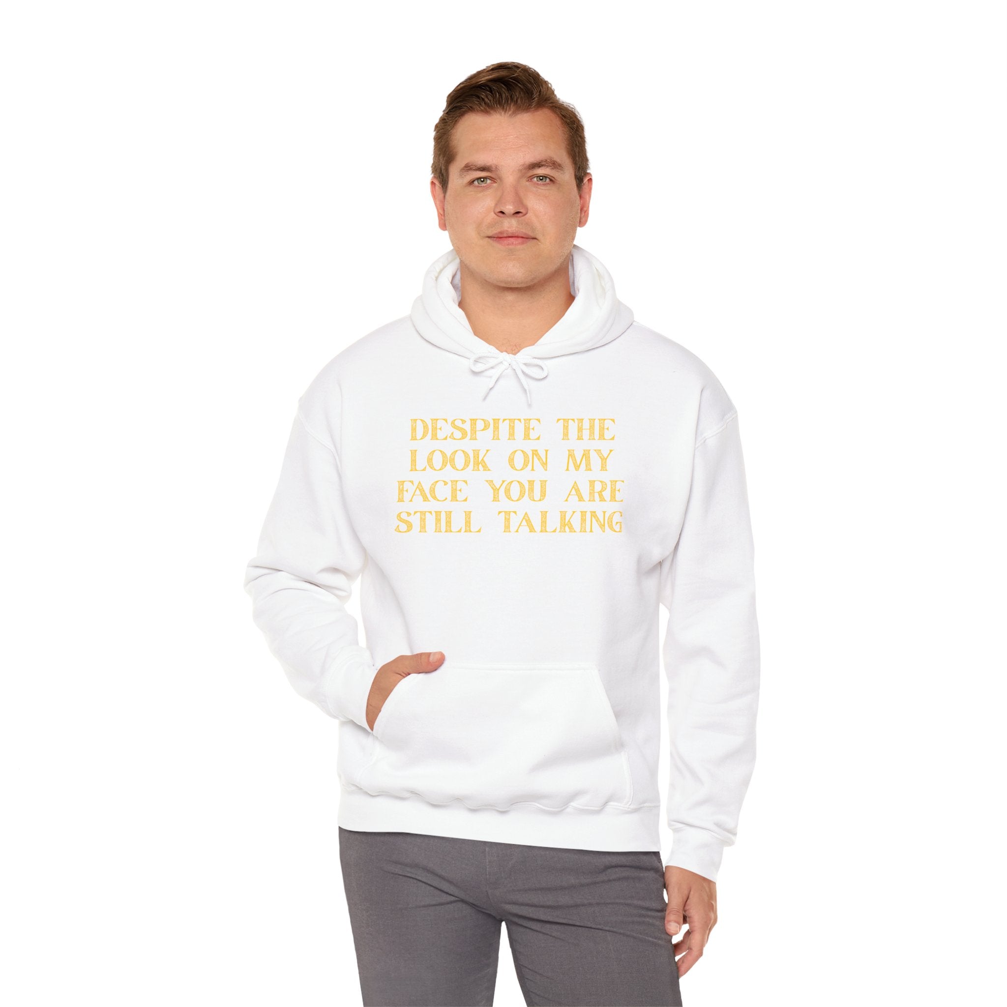 Funny Quote Hoodie, Unisex Heavy Blend Sweatshirt, Casual Wear, Gift for Friends, Cozy Style, Lightweight Fashion