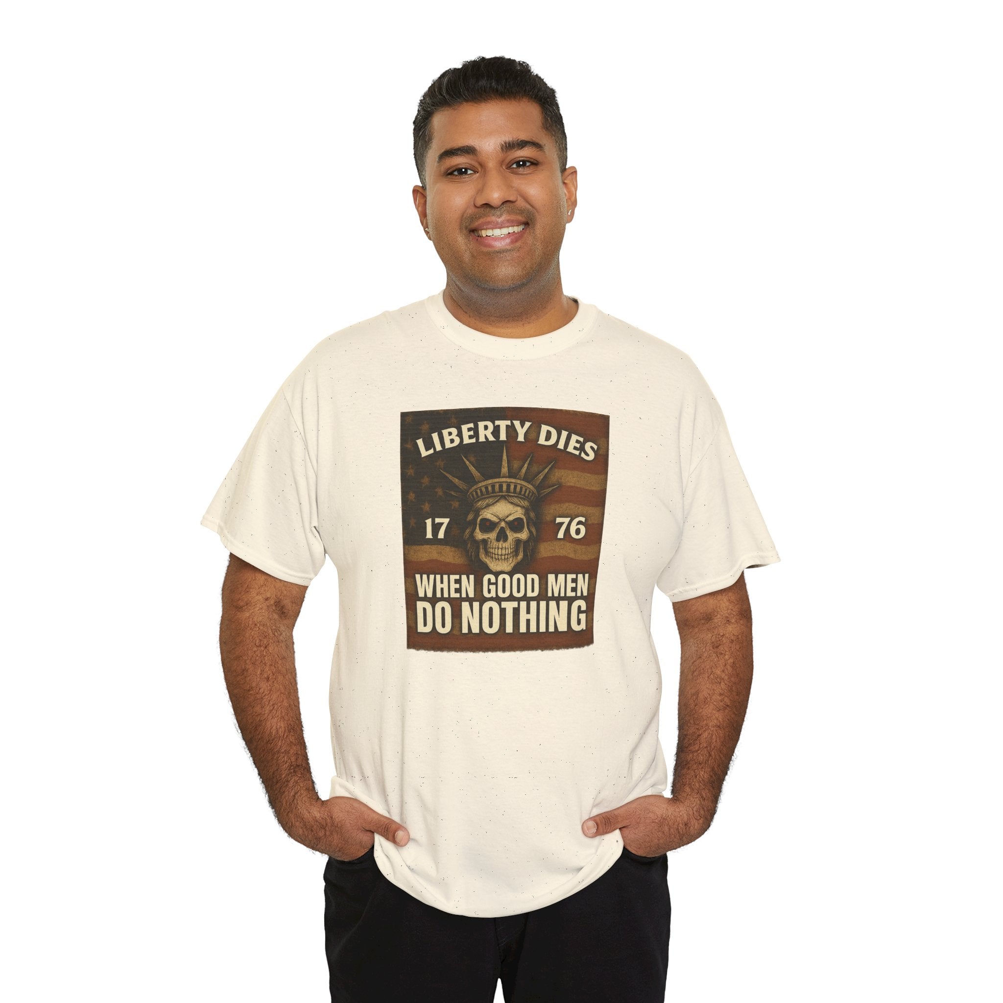 Liberty Dies Unisex Heavy Cotton Tee, Patriotic T-Shirt, 4th of July Gift, Independence Day Apparel, Vintage Style Tee