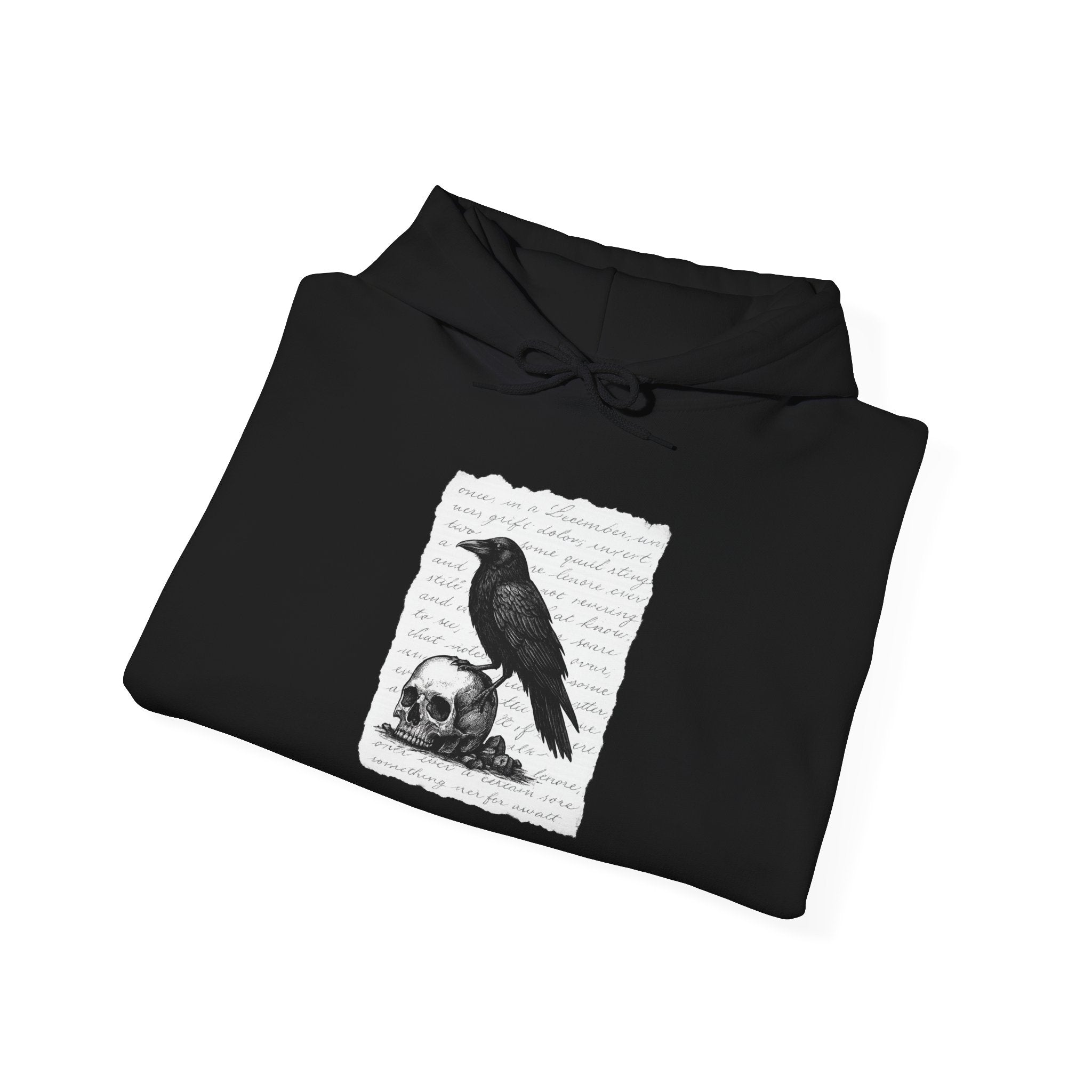 Gothic Raven Hoodie, Cozy Sweatshirt, Unisex Pullover, Halloween Apparel, Fall Fashion, Book Lovers, Theatre Lovers