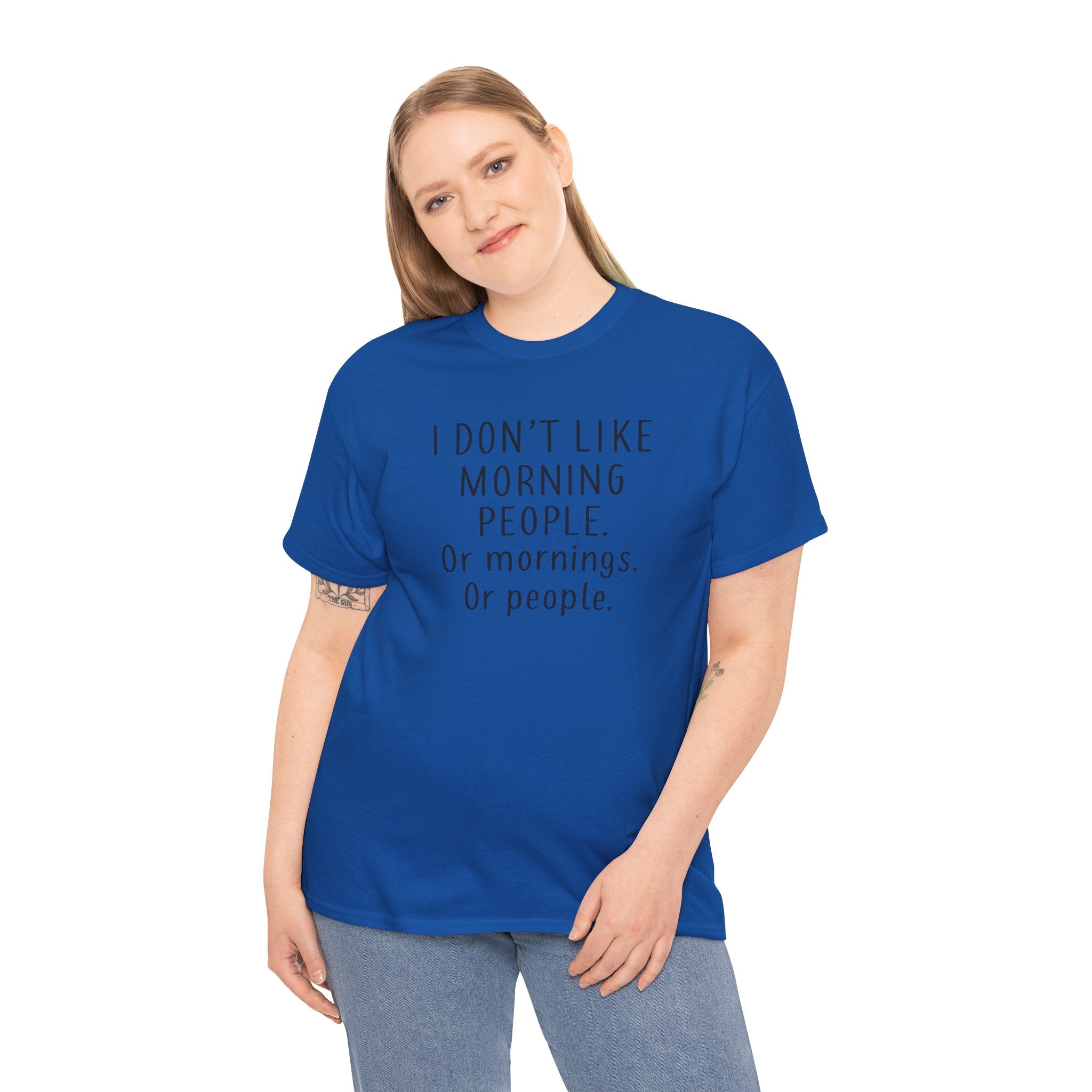 Funny Morning Tee - I Don't Like Morning People, Gift for Night Owls, Casual Wear, Humor T-Shirt, Unisex Cotton Shirt