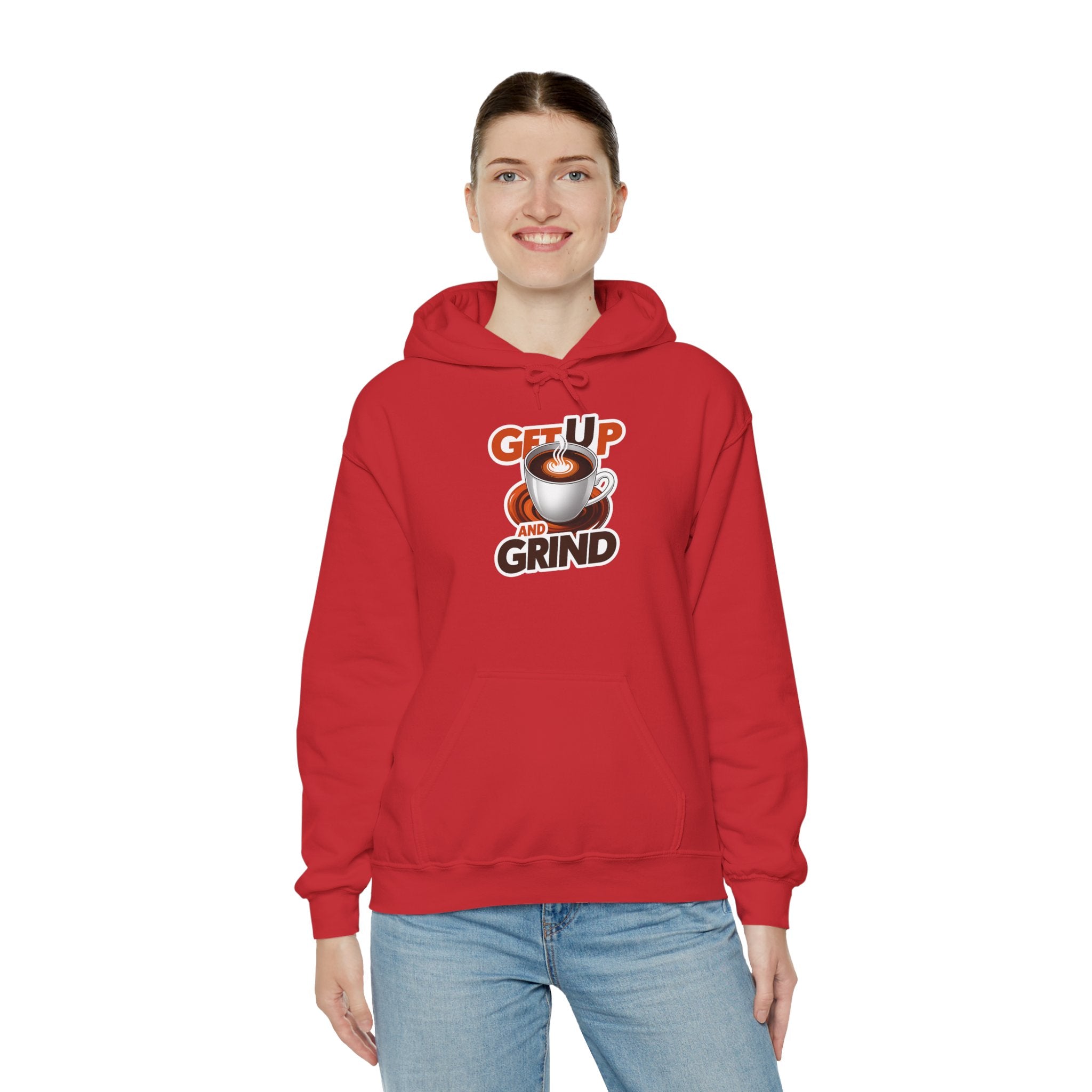 Get Up and Grind Motivational Coffee -Themed Hoodie | Motivational Gift for Coffee Lovers, Unisex Casual Wear, Perfect for Gym, School, Office