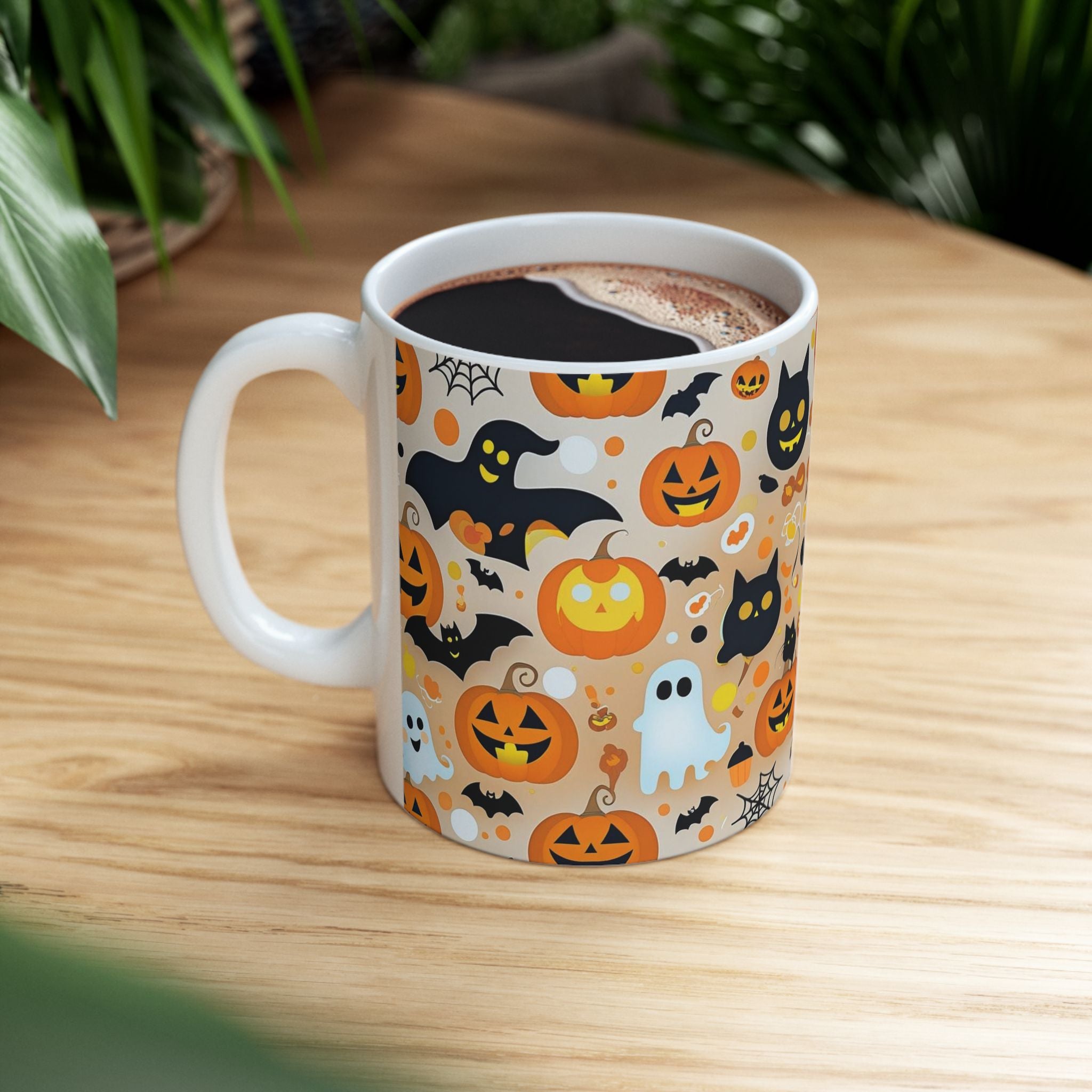 Spooky Halloween Ceramic Mug, Cute Pumpkin Ghosts Coffee Cup, Halloween Decor, Trick or Treat Mug, Fall Celebration Drinkware