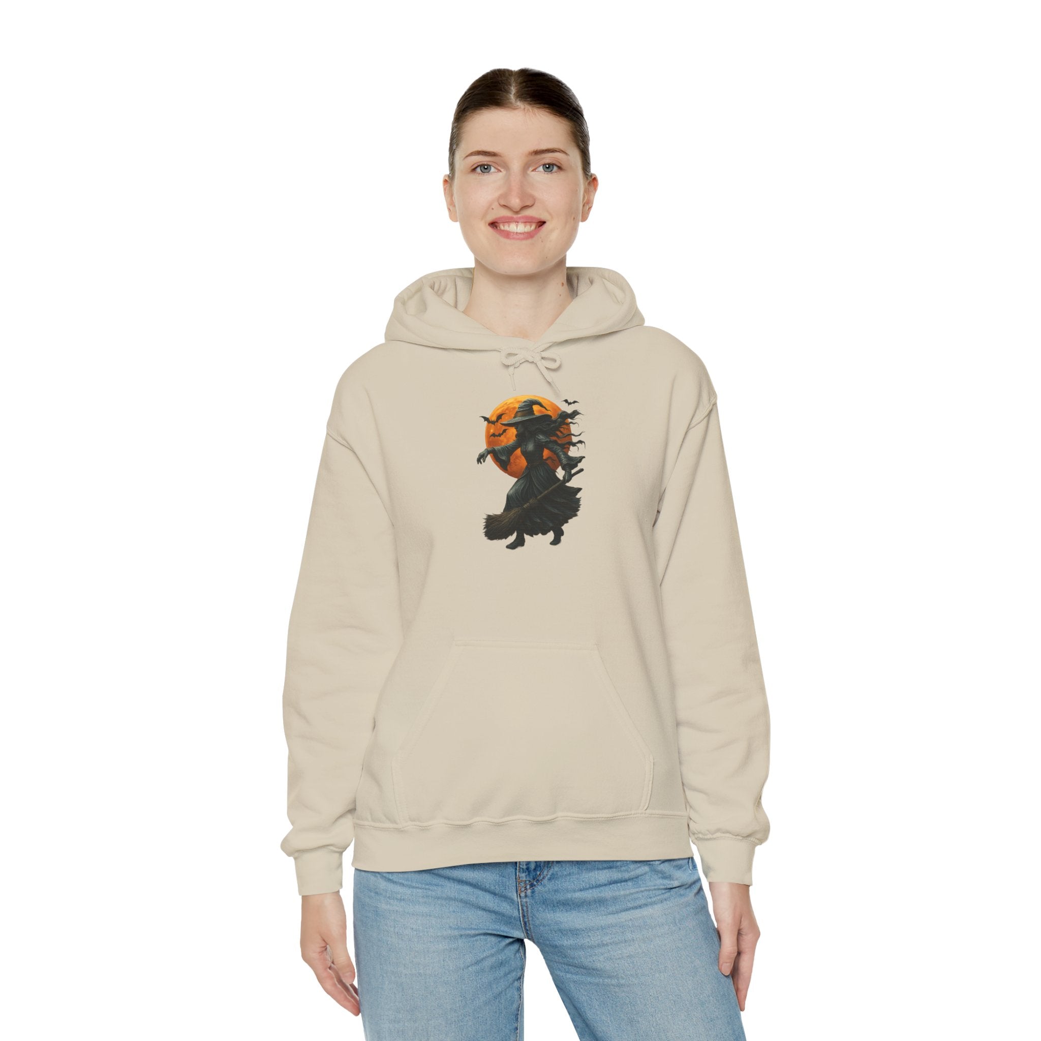 Halloween-Inspired Witch Hoodie, Cozy Fall Sweatshirt, Unisex Autumn Apparel, Spooky Season Gift, Perfect for October Celebrations