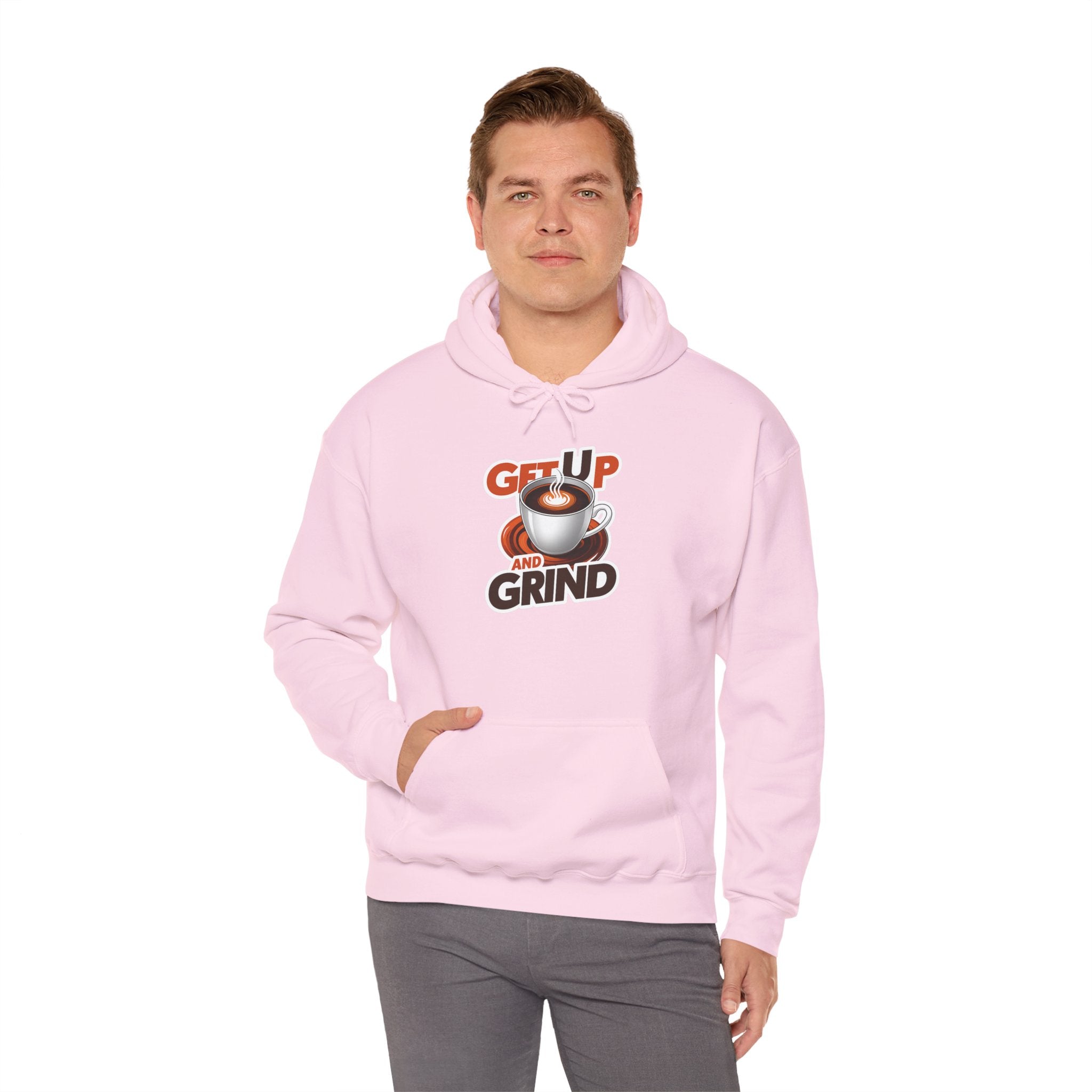 Get Up and Grind Motivational Coffee -Themed Hoodie | Motivational Gift for Coffee Lovers, Unisex Casual Wear, Perfect for Gym, School, Office