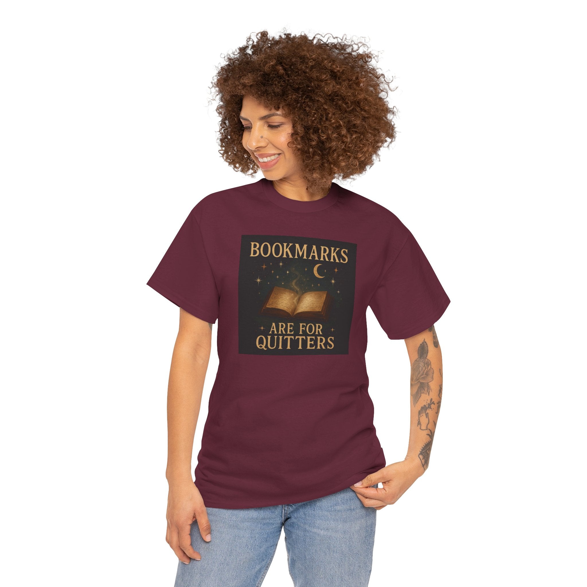 Bookmarks are for Quitters Unisex Cotton Tee, Funny Gift, Reading Shirt, Literary Quote Apparel, Bookworm Fashion, Cute Book Shirt
