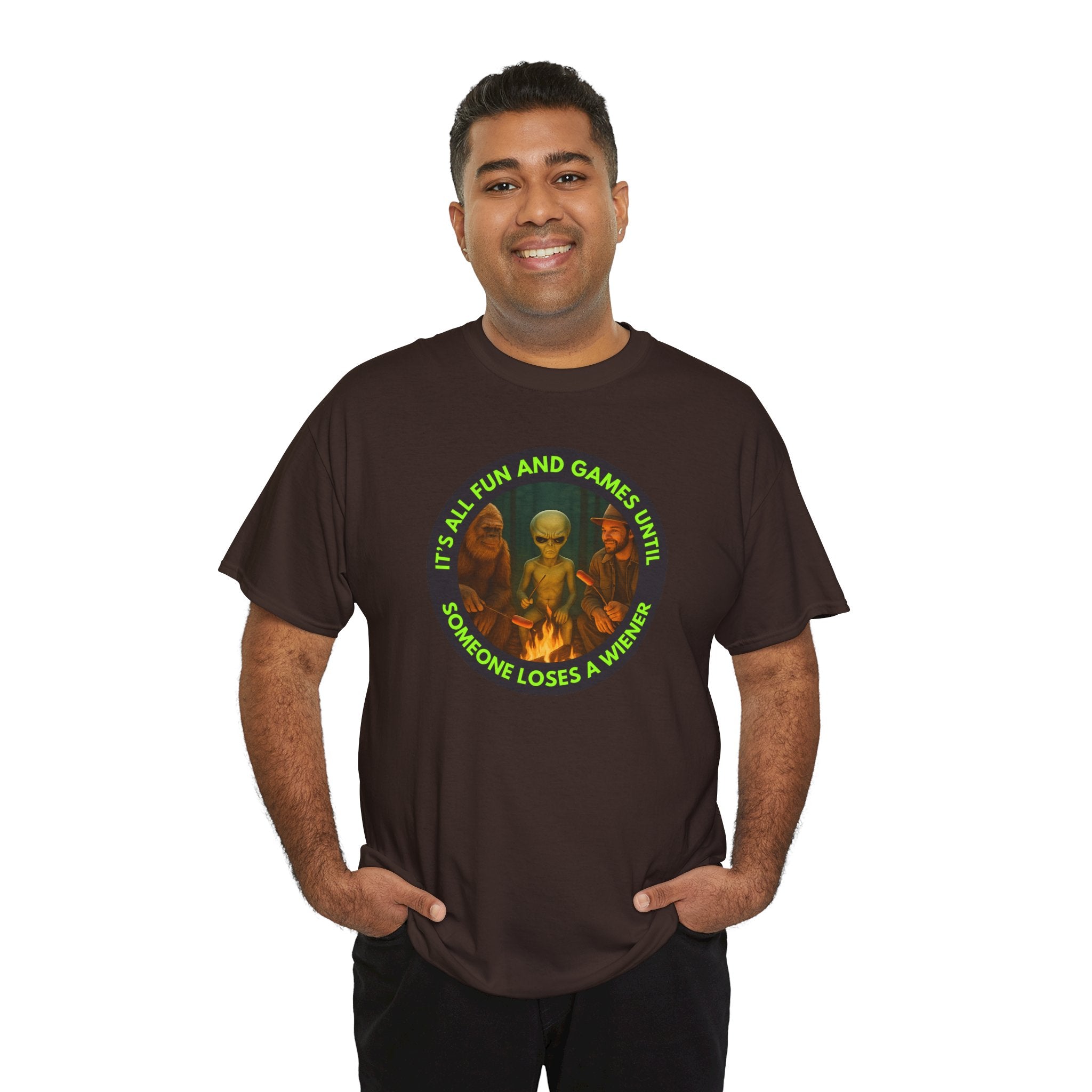 It's All Fun and Games Until... Funny Alien Camping T-shirt, Gift for Gamers, Casual Wear, Unique Statement