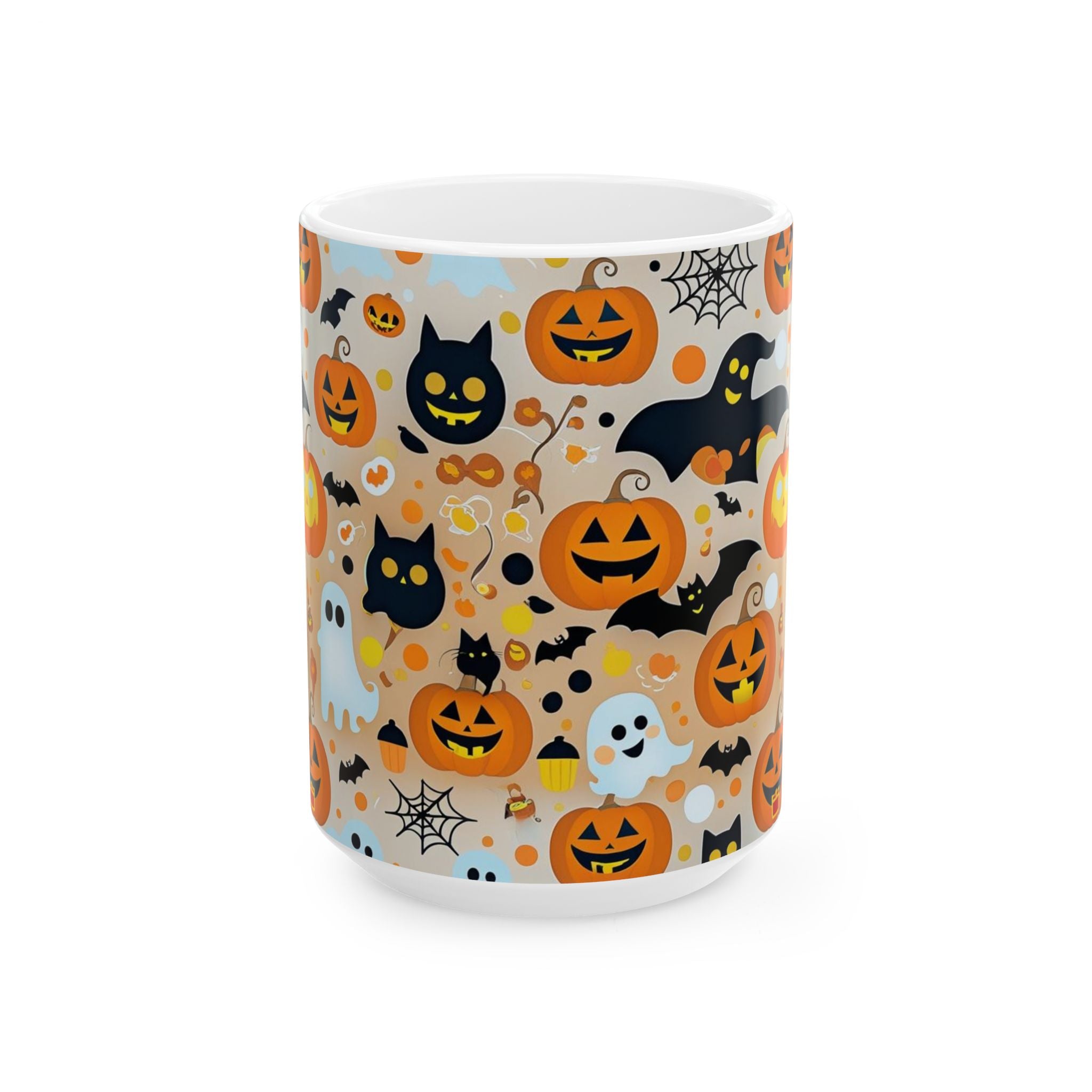 Spooky Halloween Ceramic Mug, Cute Pumpkin Ghosts Coffee Cup, Halloween Decor, Trick or Treat Mug, Fall Celebration Drinkware