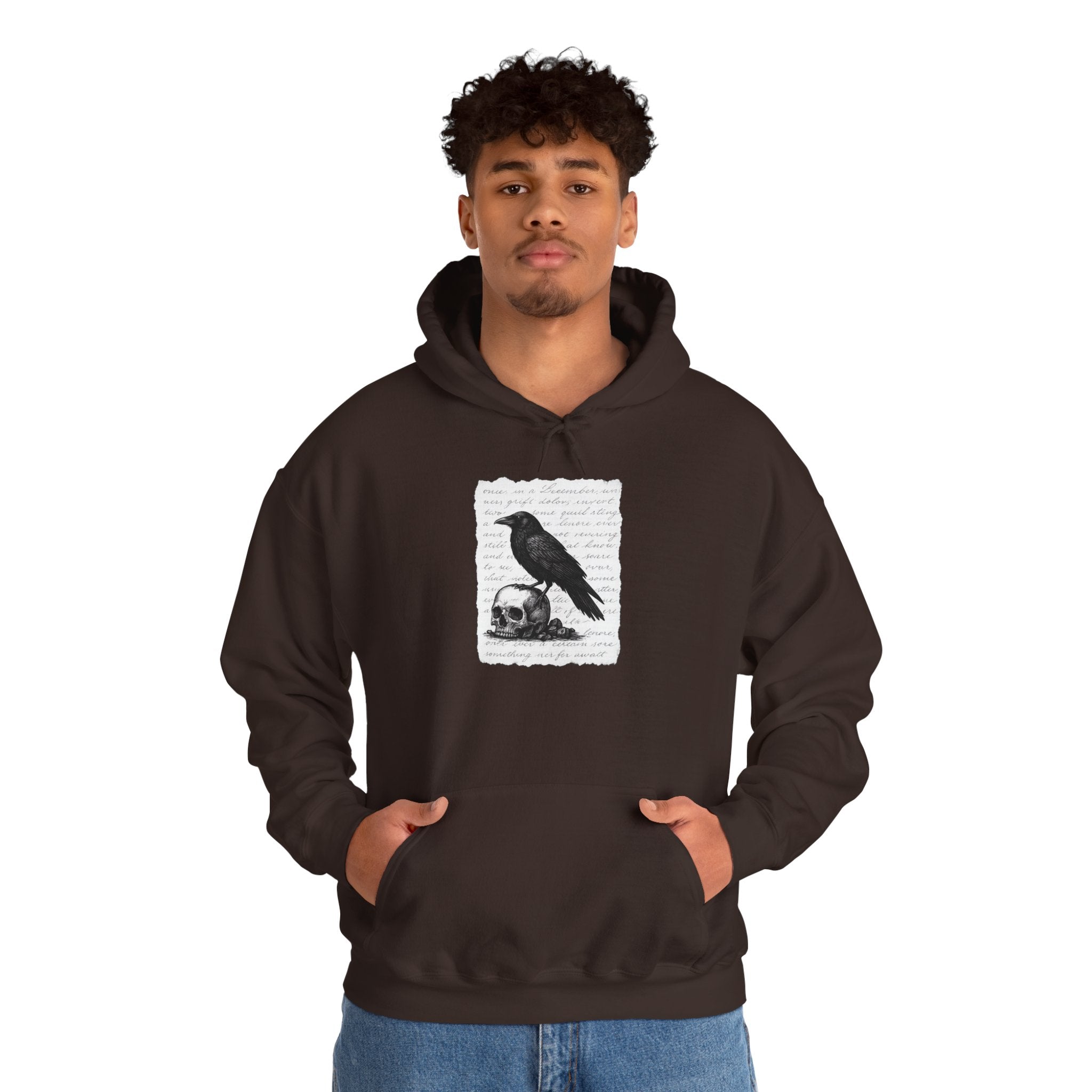 Gothic Raven Hoodie, Cozy Sweatshirt, Unisex Pullover, Halloween Apparel, Fall Fashion, Book Lovers, Theatre Lovers