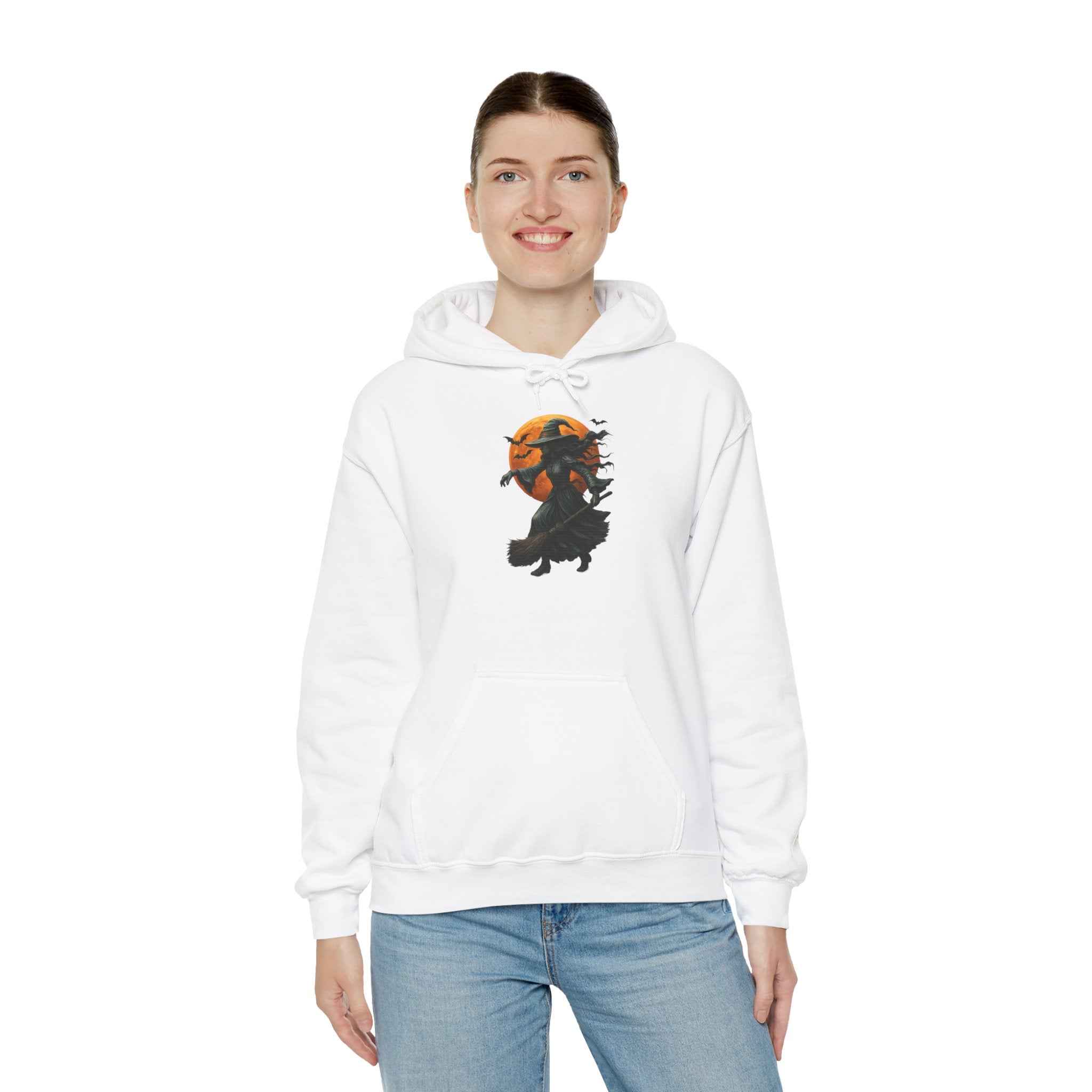 Halloween-Inspired Witch Hoodie, Cozy Fall Sweatshirt, Unisex Autumn Apparel, Spooky Season Gift, Perfect for October Celebrations