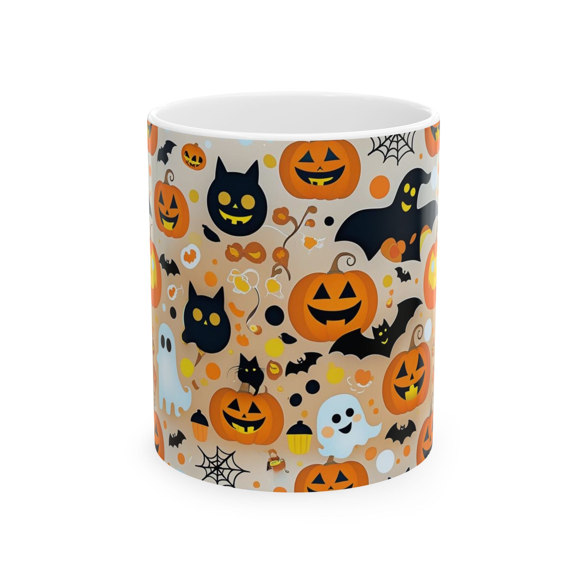 Spooky Halloween Ceramic Mug, Cute Pumpkin Ghosts Coffee Cup, Halloween Decor, Trick or Treat Mug, Fall Celebration Drinkware