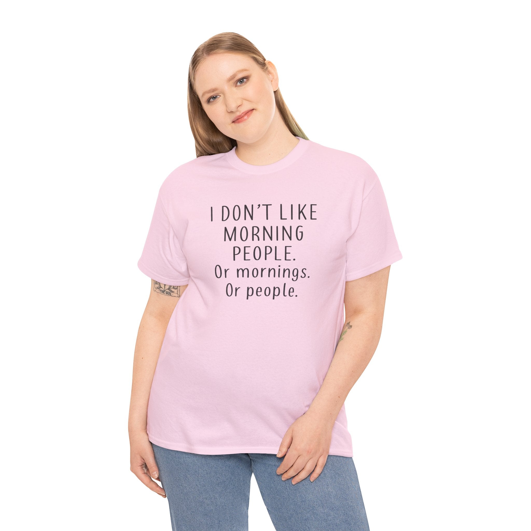 Funny Morning Tee - I Don't Like Morning People, Gift for Night Owls, Casual Wear, Humor T-Shirt, Unisex Cotton Shirt