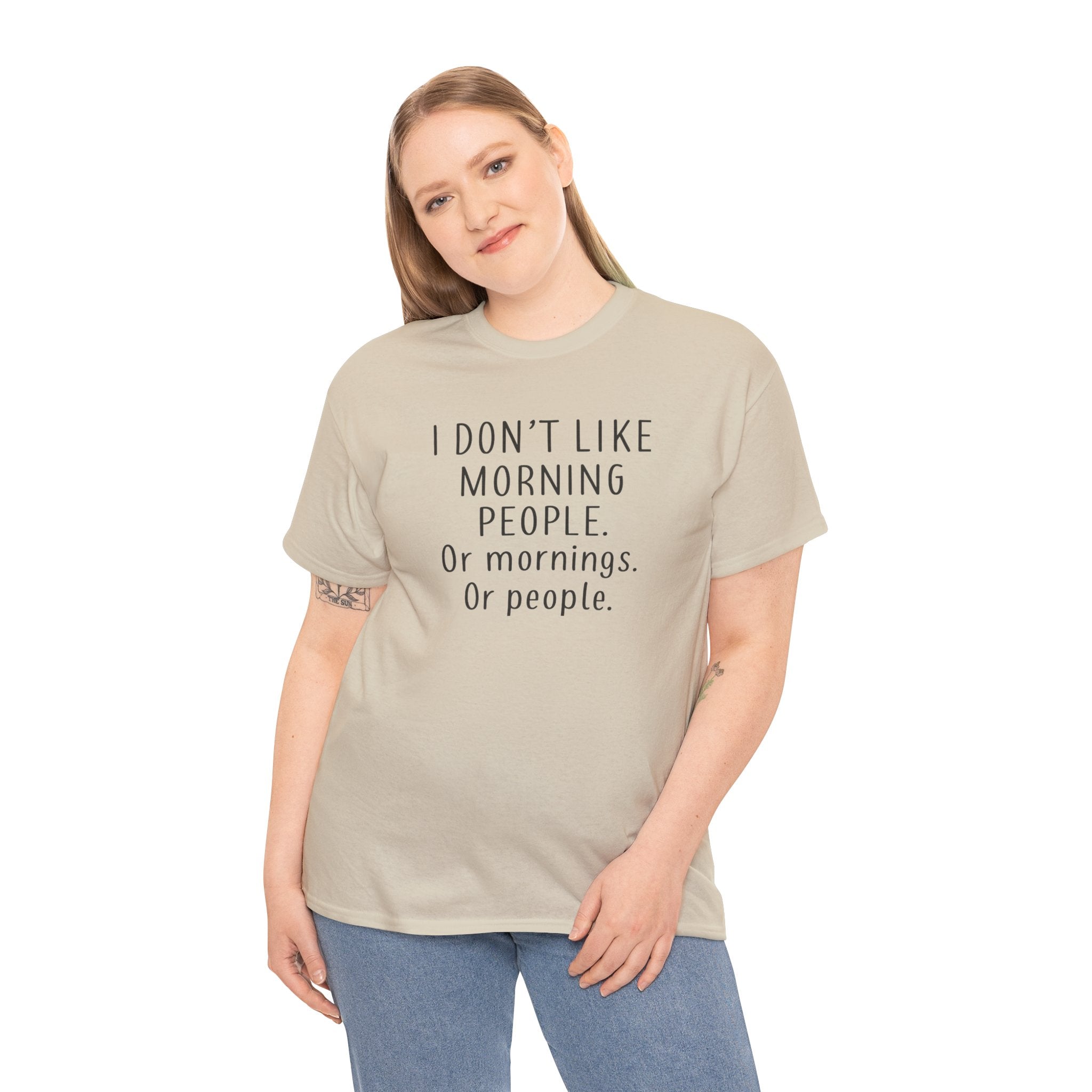 Funny Morning Tee - I Don't Like Morning People, Gift for Night Owls, Casual Wear, Humor T-Shirt, Unisex Cotton Shirt