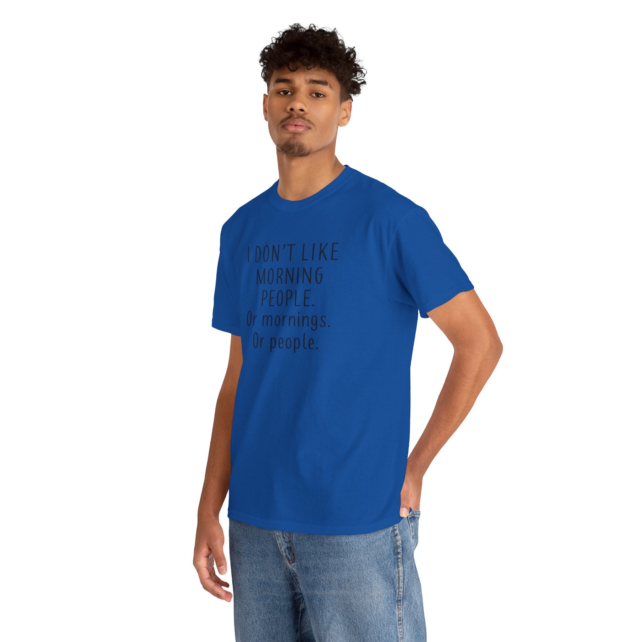 Funny Morning Tee - I Don't Like Morning People, Gift for Night Owls, Casual Wear, Humor T-Shirt, Unisex Cotton Shirt
