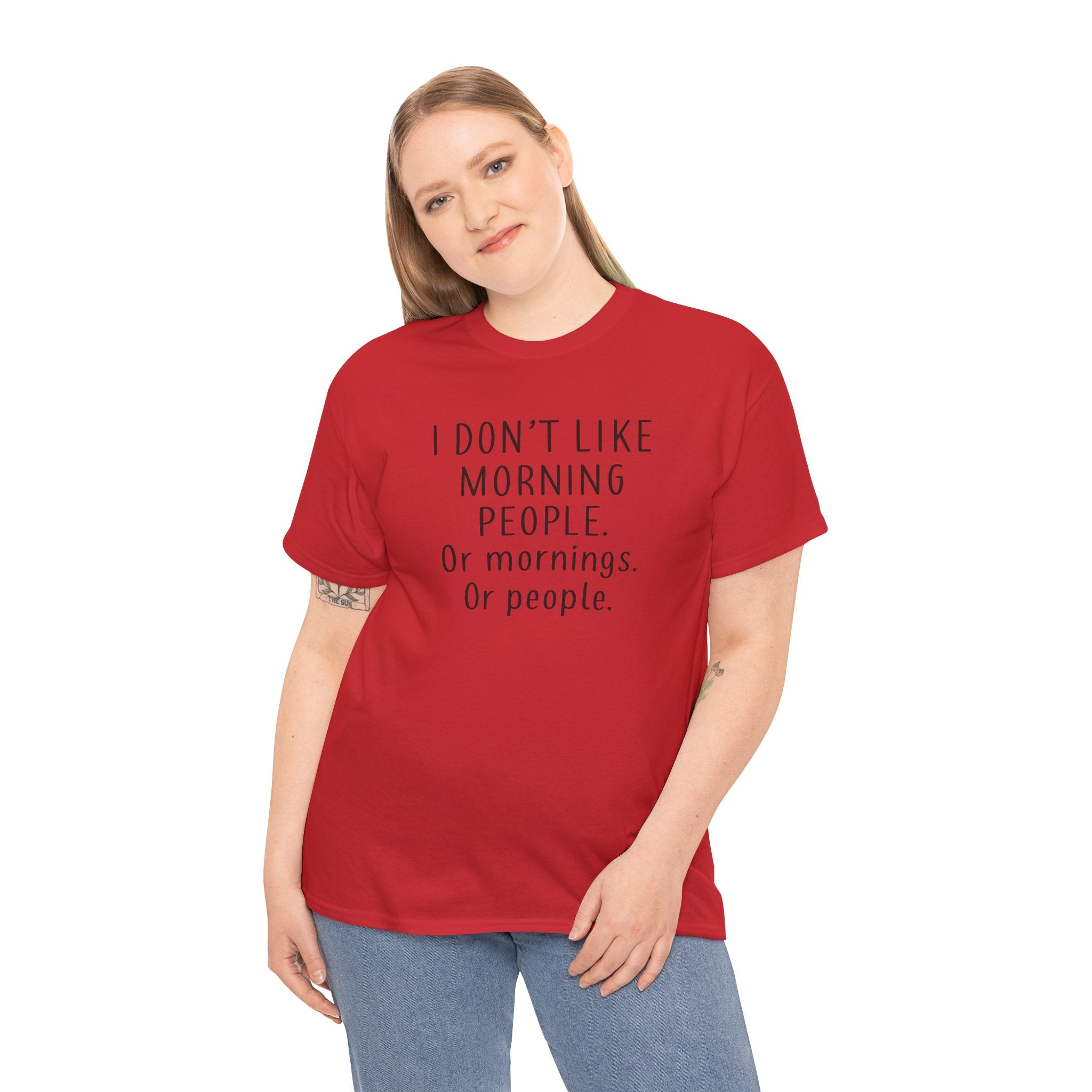 Funny Morning Tee - I Don't Like Morning People, Gift for Night Owls, Casual Wear, Humor T-Shirt, Unisex Cotton Shirt