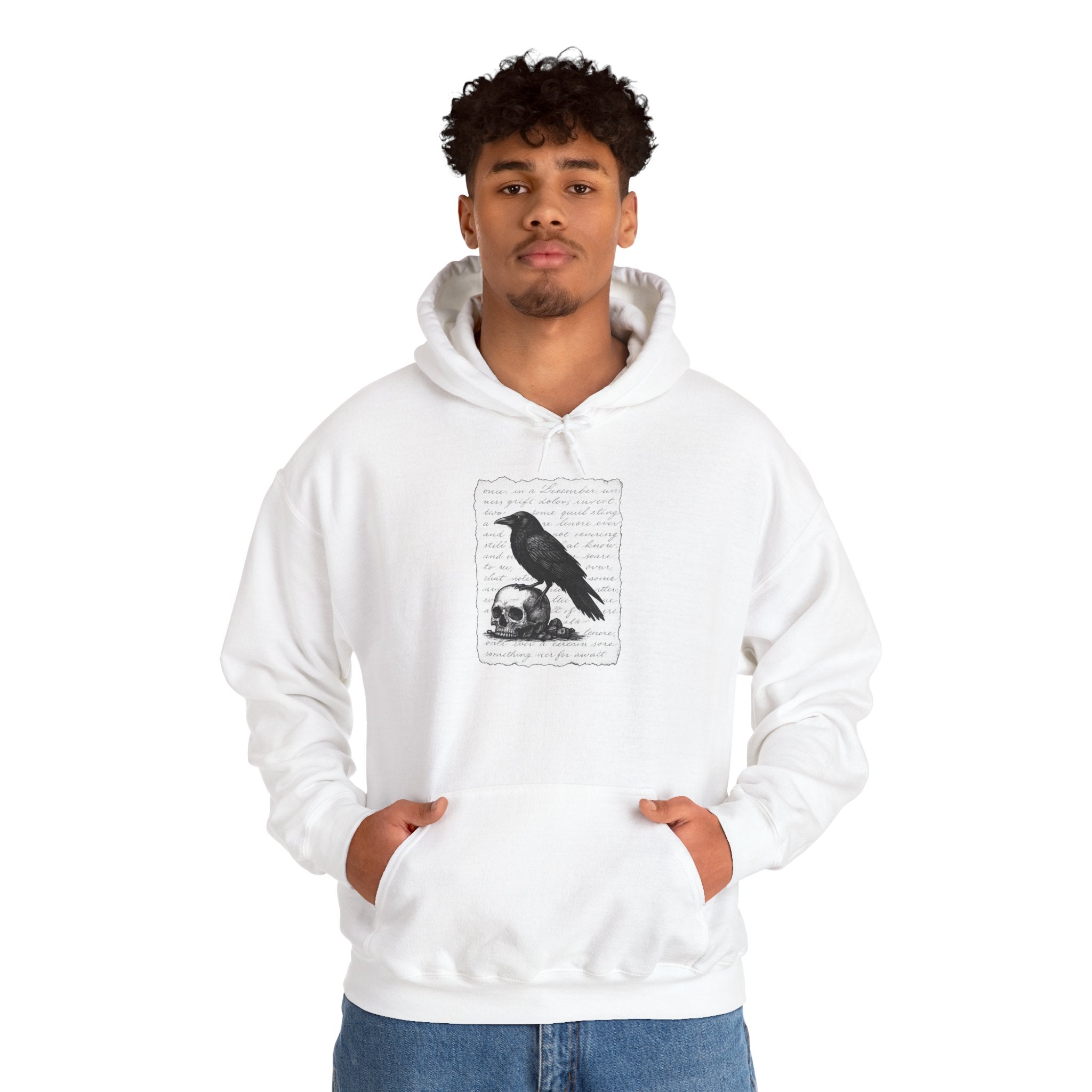 Gothic Raven Hoodie, Cozy Sweatshirt, Unisex Pullover, Halloween Apparel, Fall Fashion, Book Lovers, Theatre Lovers