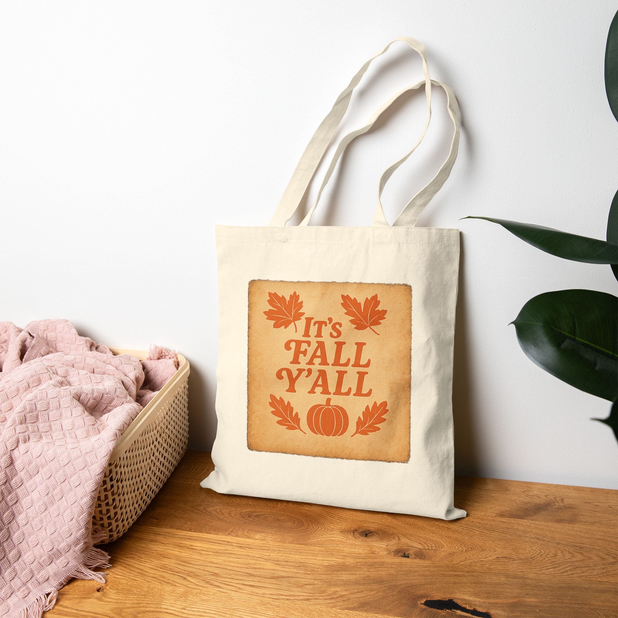 IT'S FALL Y'ALL - Autumn-Themed Cotton Canvas Tote Bag, Perfect for Fall, Halloween, Thanksgiving, Eco-Friendly Grocery Bag, Seasonal Gift