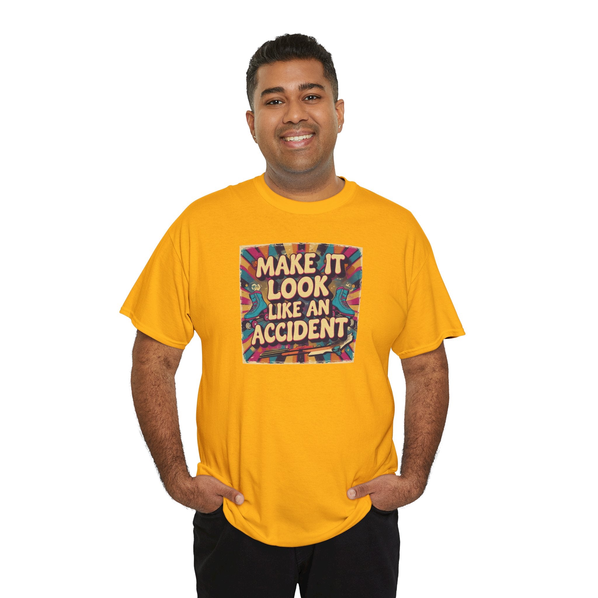 Playful Unisex Heavy Cotton Tee: Make It Look Like An Accident, Casual Wear, Gift for Friends, Fun Statement Shirt, Everyday Comfort