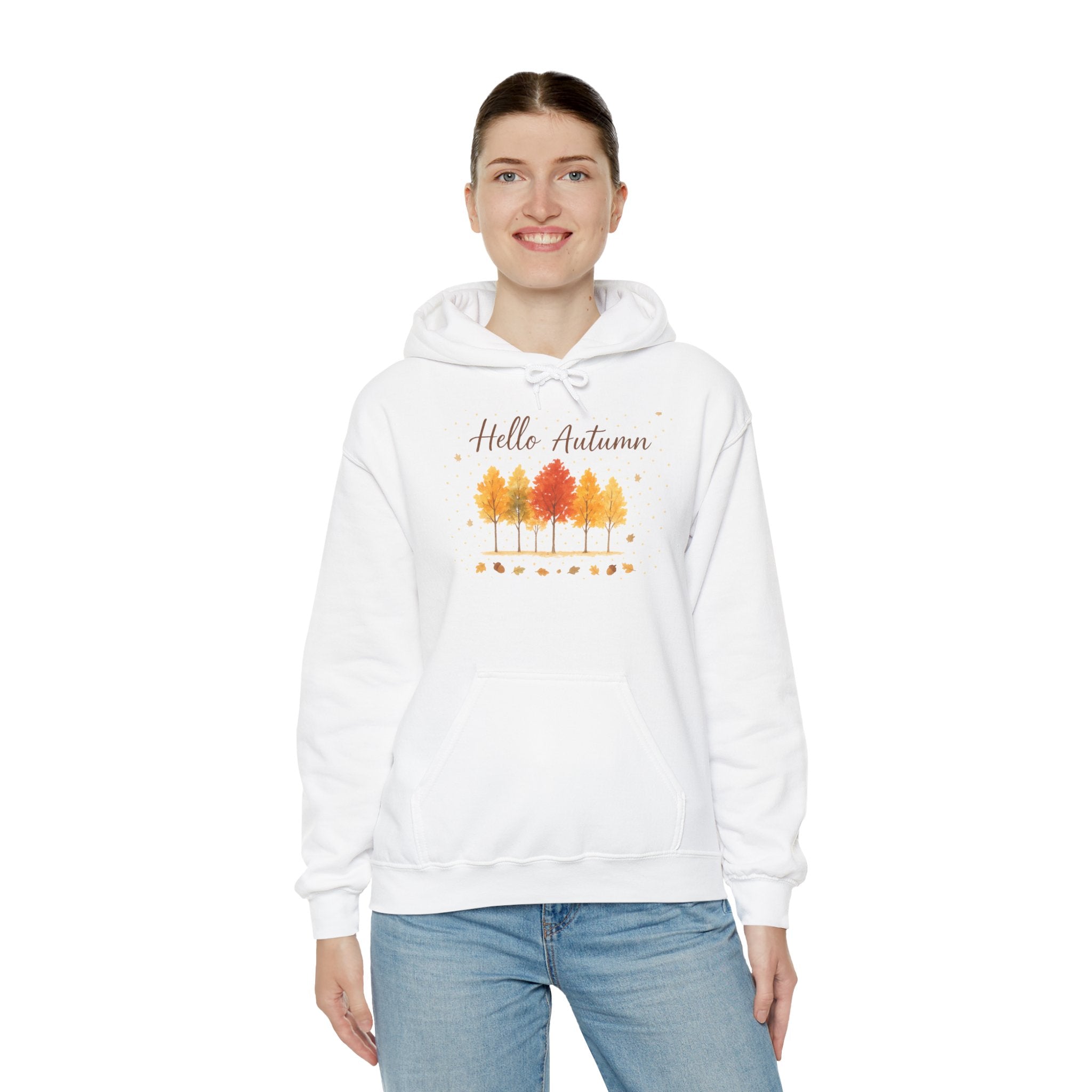 Autumn Vibes Hooded Sweatshirt, Cozy Fall Hoodie, Hello Autumn Sweatshirt, Unisex Fall Apparel, Seasonal Fashion, Gift for Her