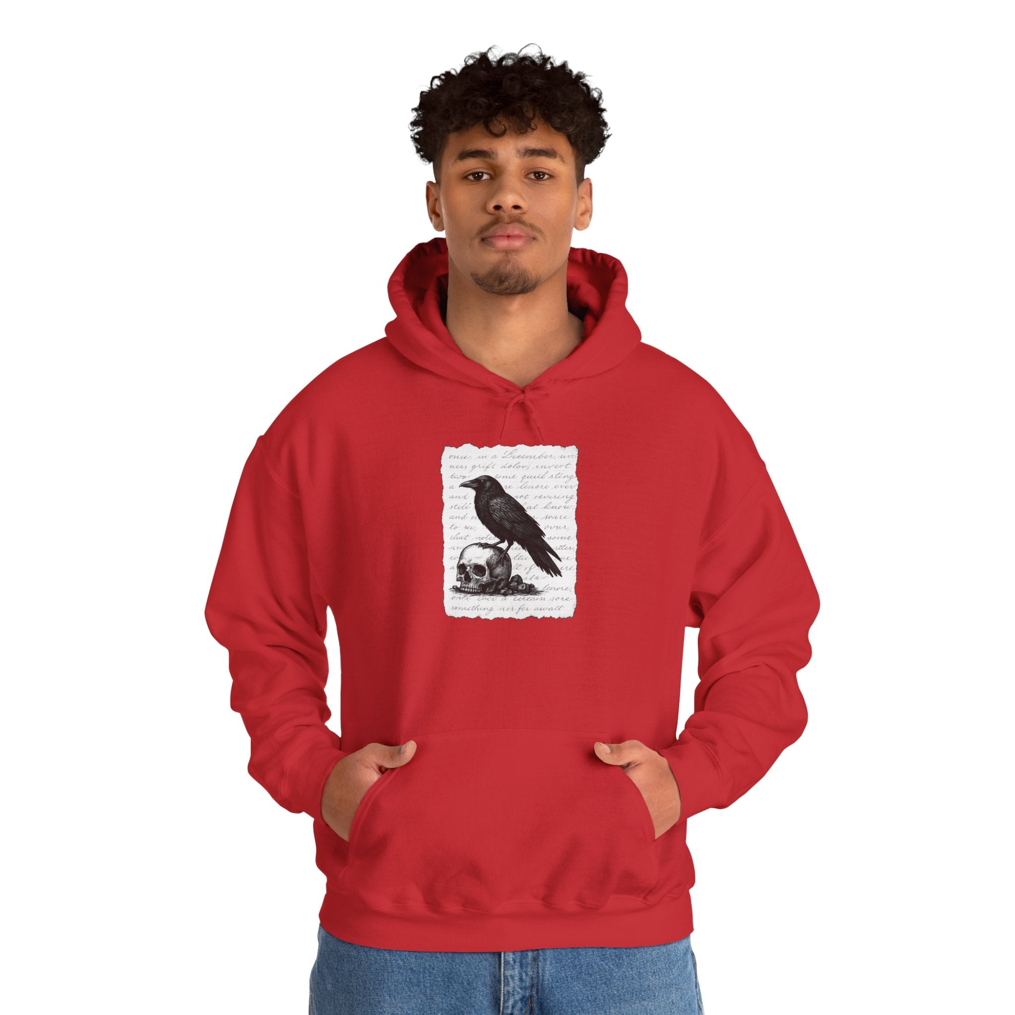 Gothic Raven Hoodie, Cozy Sweatshirt, Unisex Pullover, Halloween Apparel, Fall Fashion, Book Lovers, Theatre Lovers