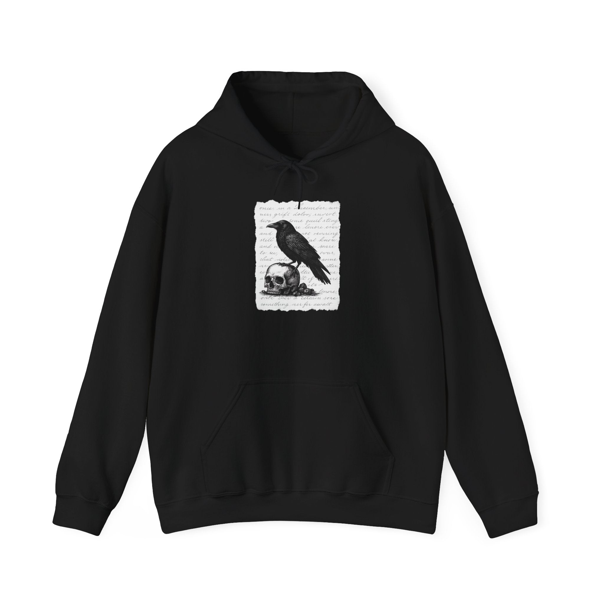 Gothic Raven Hoodie, Cozy Sweatshirt, Unisex Pullover, Halloween Apparel, Fall Fashion, Book Lovers, Theatre Lovers