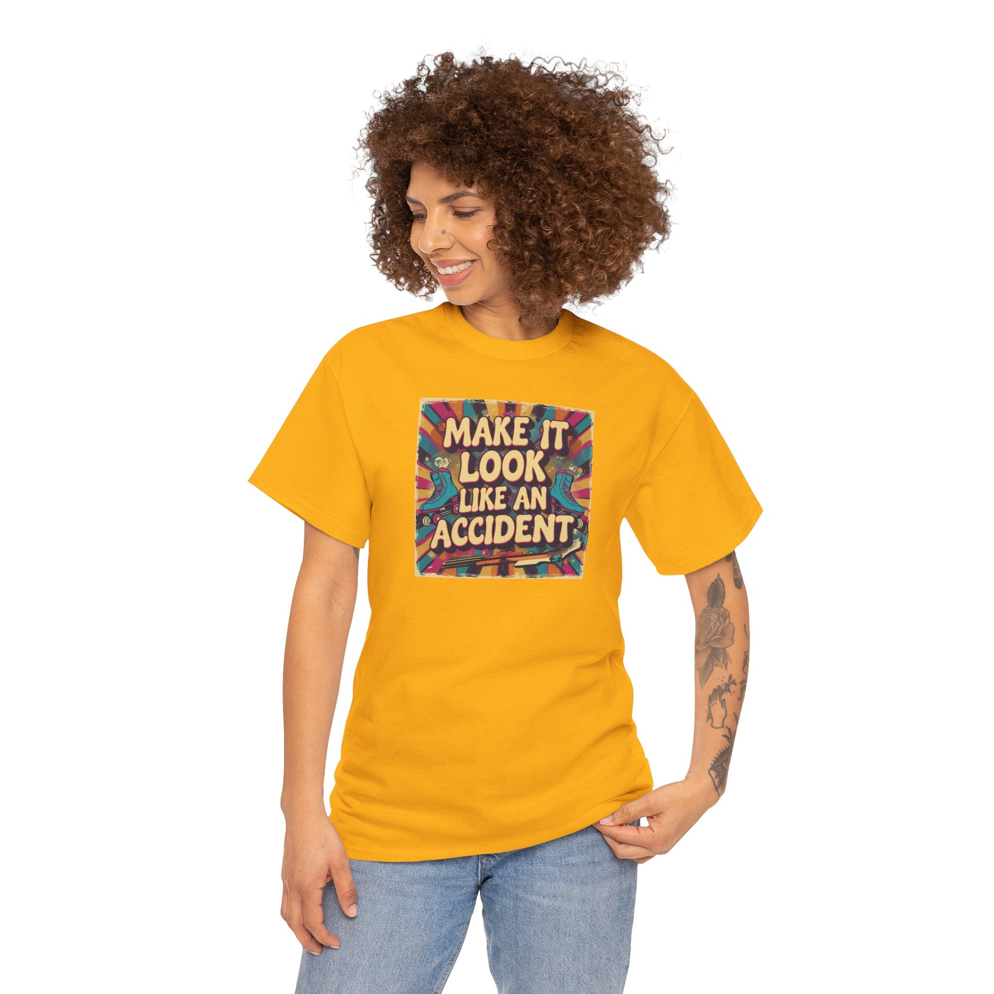 Playful Unisex Heavy Cotton Tee: Make It Look Like An Accident, Casual Wear, Gift for Friends, Fun Statement Shirt, Everyday Comfort
