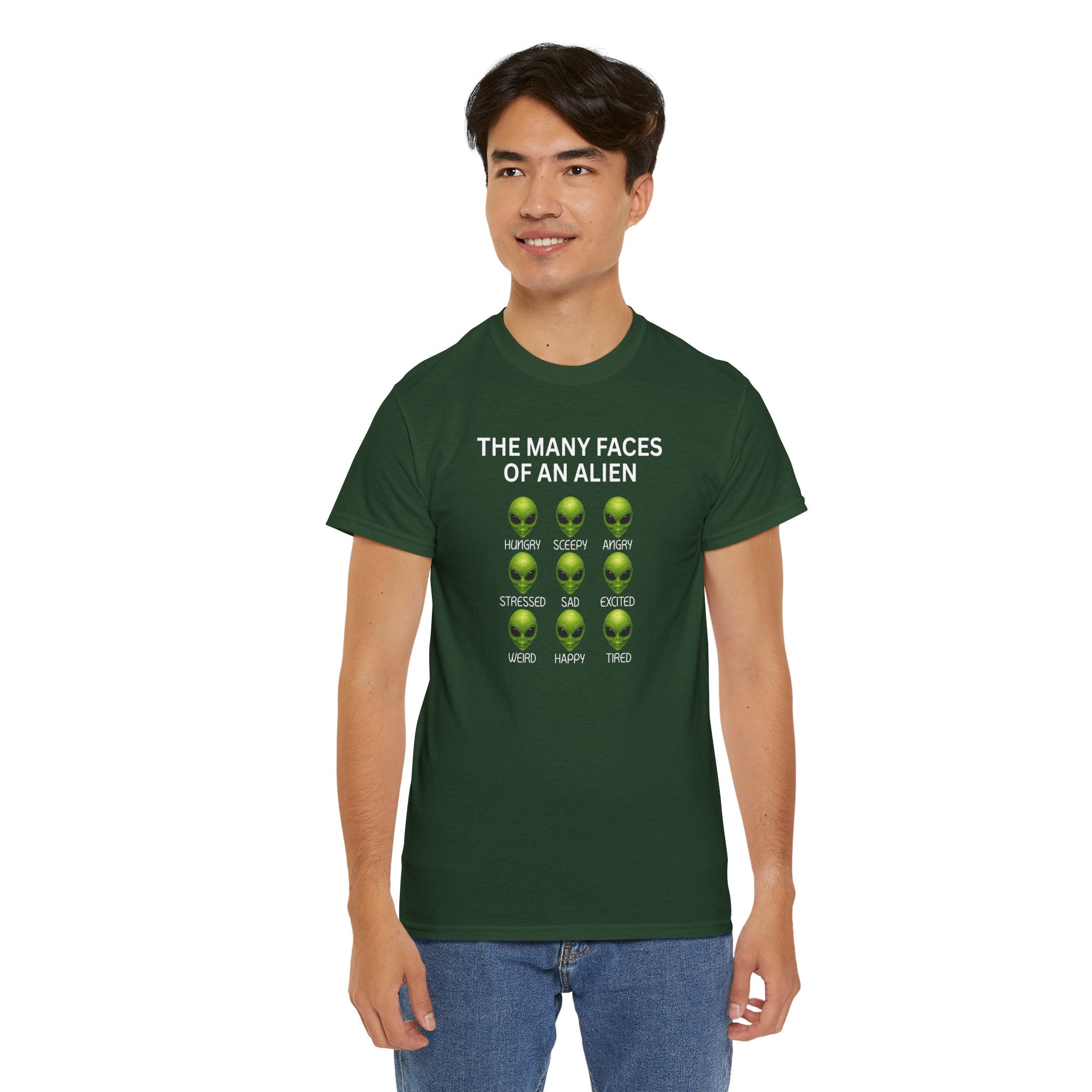Unisex Alien Emotions Tee, Funny Graphic T-Shirt, Humor Gift for Nerds, Sci-Fi Apparel, Casual Wear for Fans
