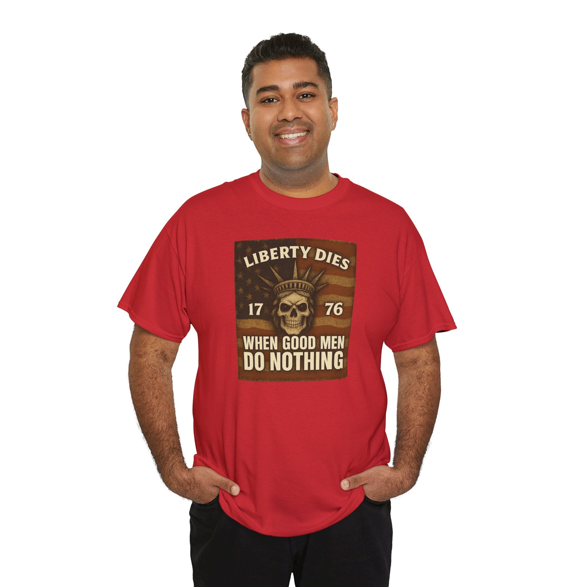 Liberty Dies Unisex Heavy Cotton Tee, Patriotic T-Shirt, 4th of July Gift, Independence Day Apparel, Vintage Style Tee