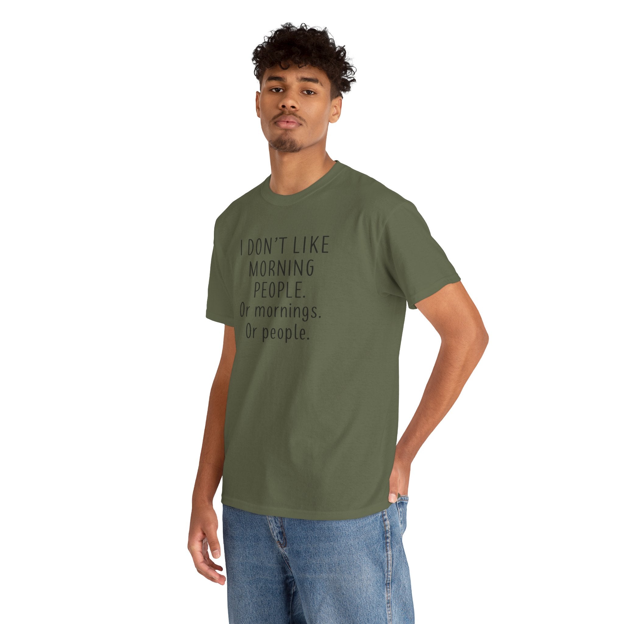 Funny Morning Tee - I Don't Like Morning People, Gift for Night Owls, Casual Wear, Humor T-Shirt, Unisex Cotton Shirt