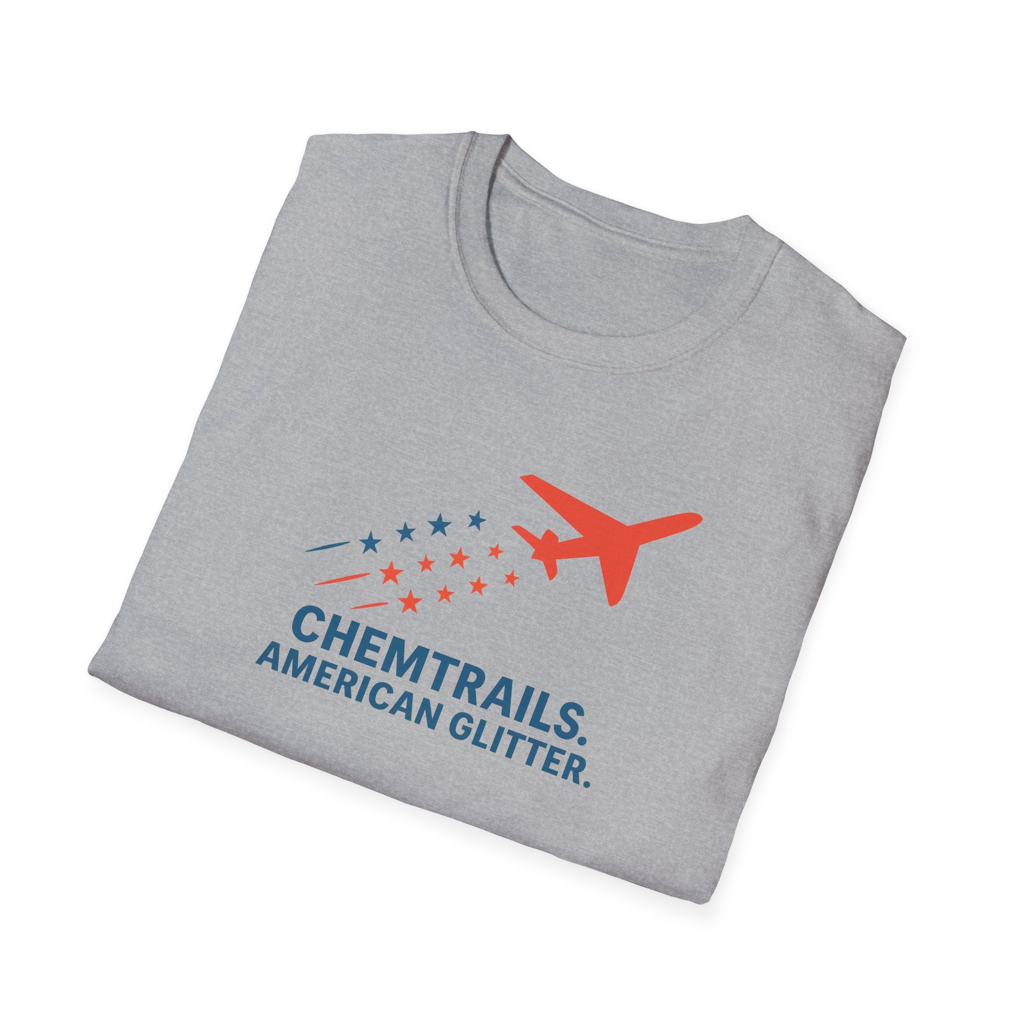 Chemtrails American Glitter T-Shirt | Unisex Softstyle Tee for Trendy Comfort,  Statement Top, Casual