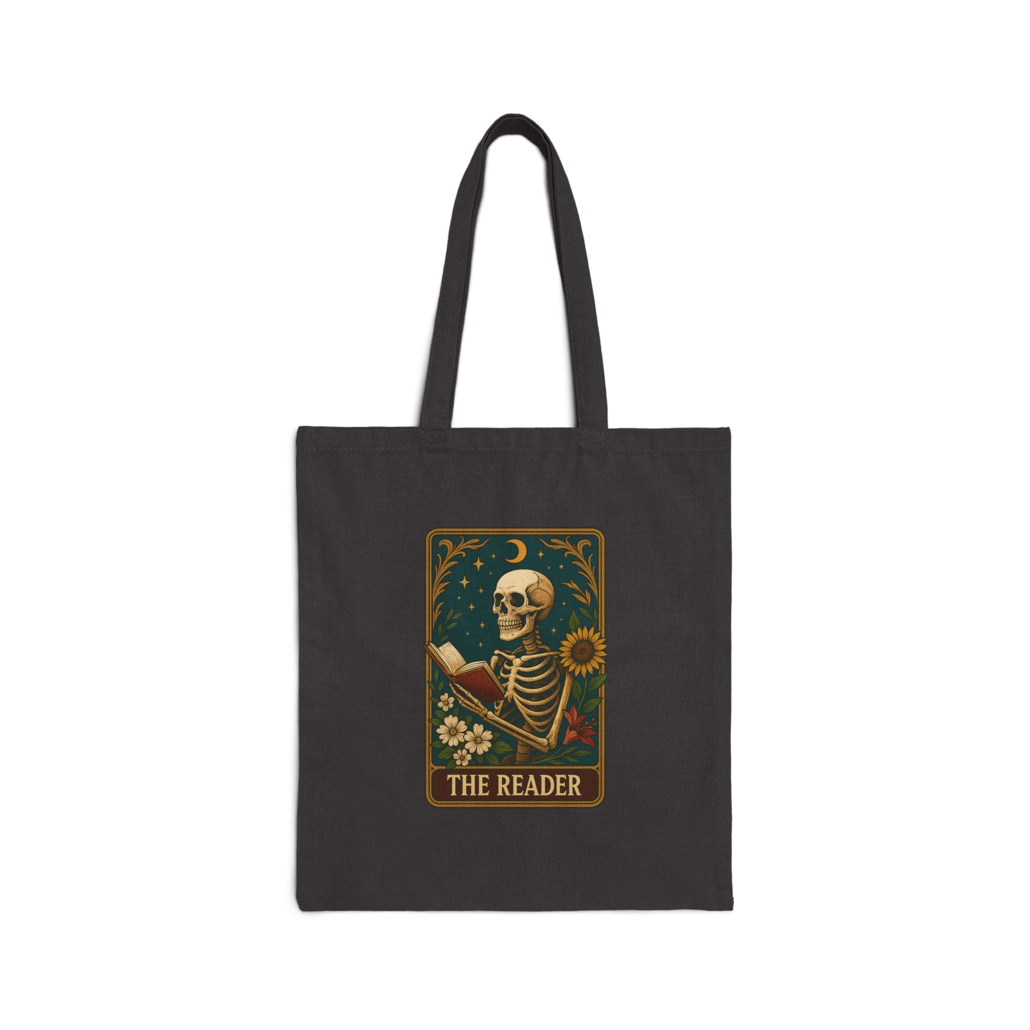 THE READER TAROT - Cotton Canvas Tote Bag, Book Lover Gift, Literary Tote, Library Bag, Reusable Shopping Tote