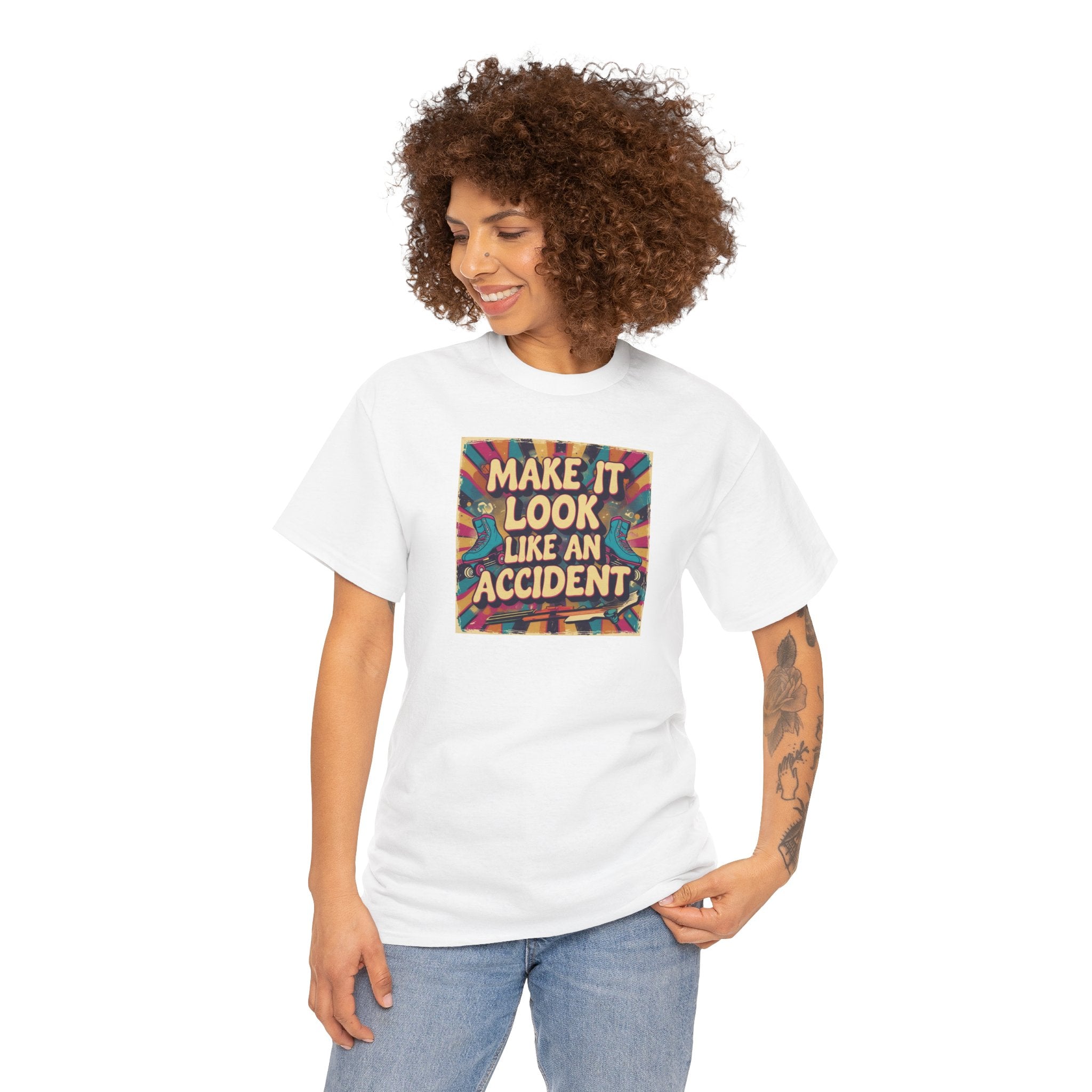 Playful Unisex Heavy Cotton Tee: Make It Look Like An Accident, Casual Wear, Gift for Friends, Fun Statement Shirt, Everyday Comfort