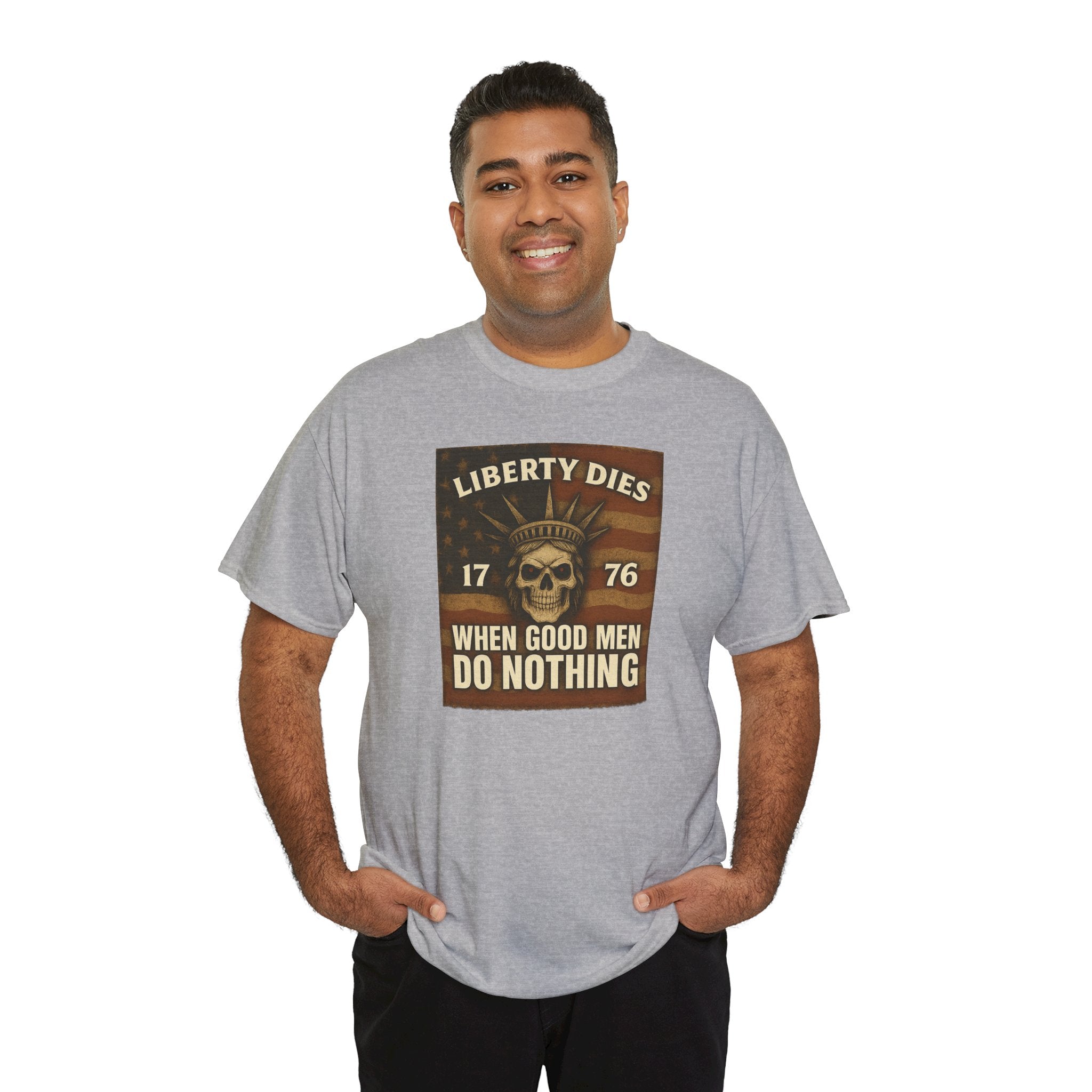 Liberty Dies Unisex Heavy Cotton Tee, Patriotic T-Shirt, 4th of July Gift, Independence Day Apparel, Vintage Style Tee