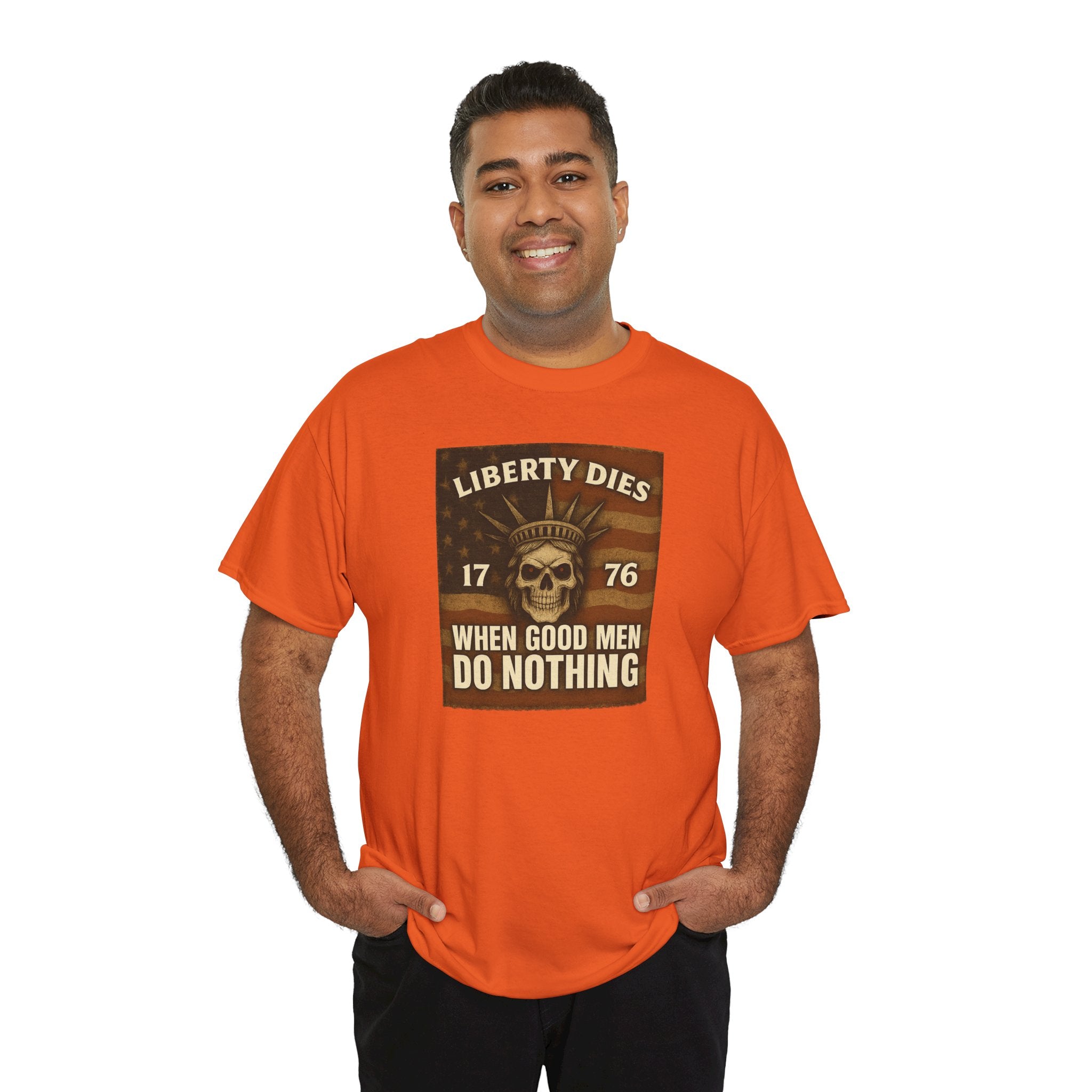 Liberty Dies Unisex Heavy Cotton Tee, Patriotic T-Shirt, 4th of July Gift, Independence Day Apparel, Vintage Style Tee