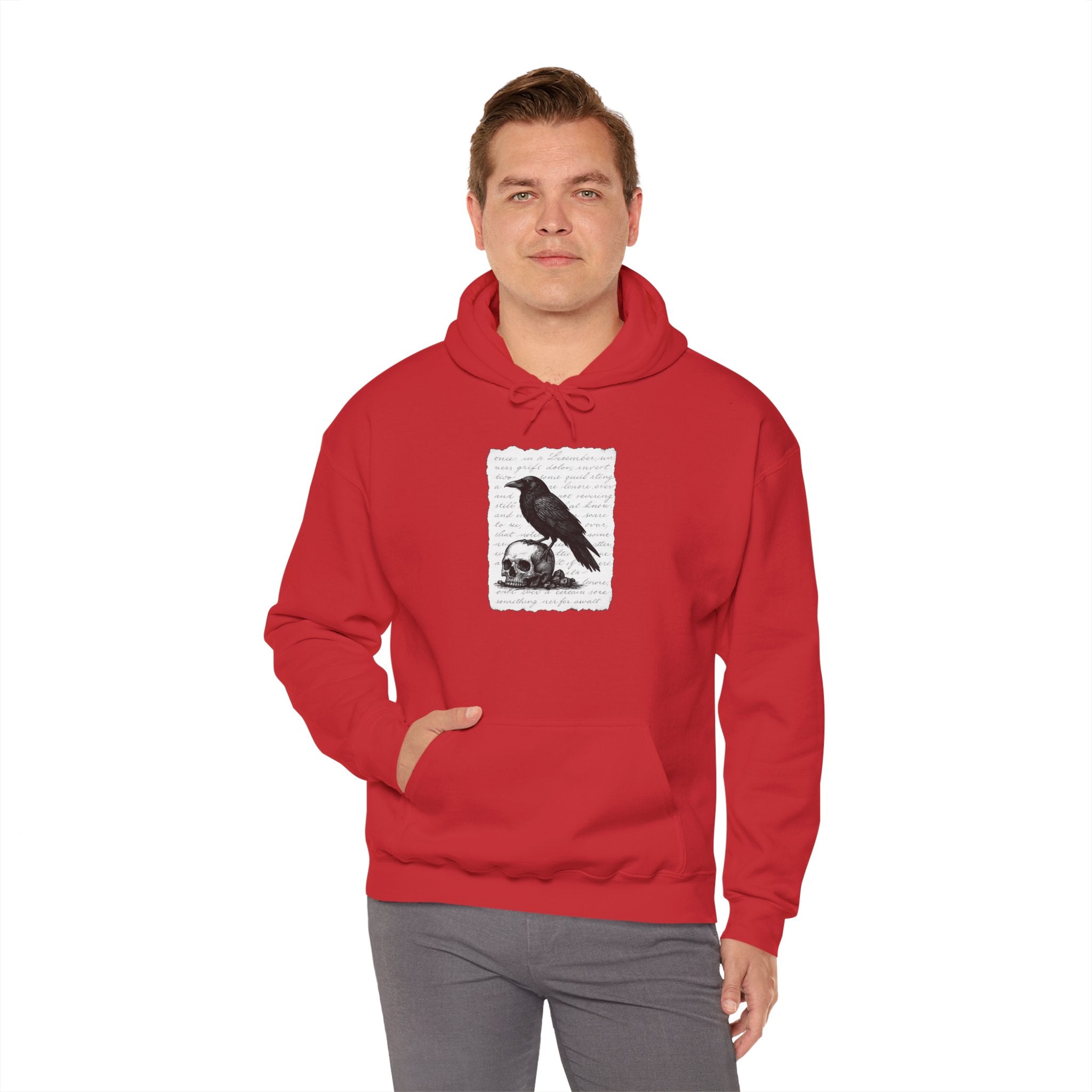 Gothic Raven Hoodie, Cozy Sweatshirt, Unisex Pullover, Halloween Apparel, Fall Fashion, Book Lovers, Theatre Lovers