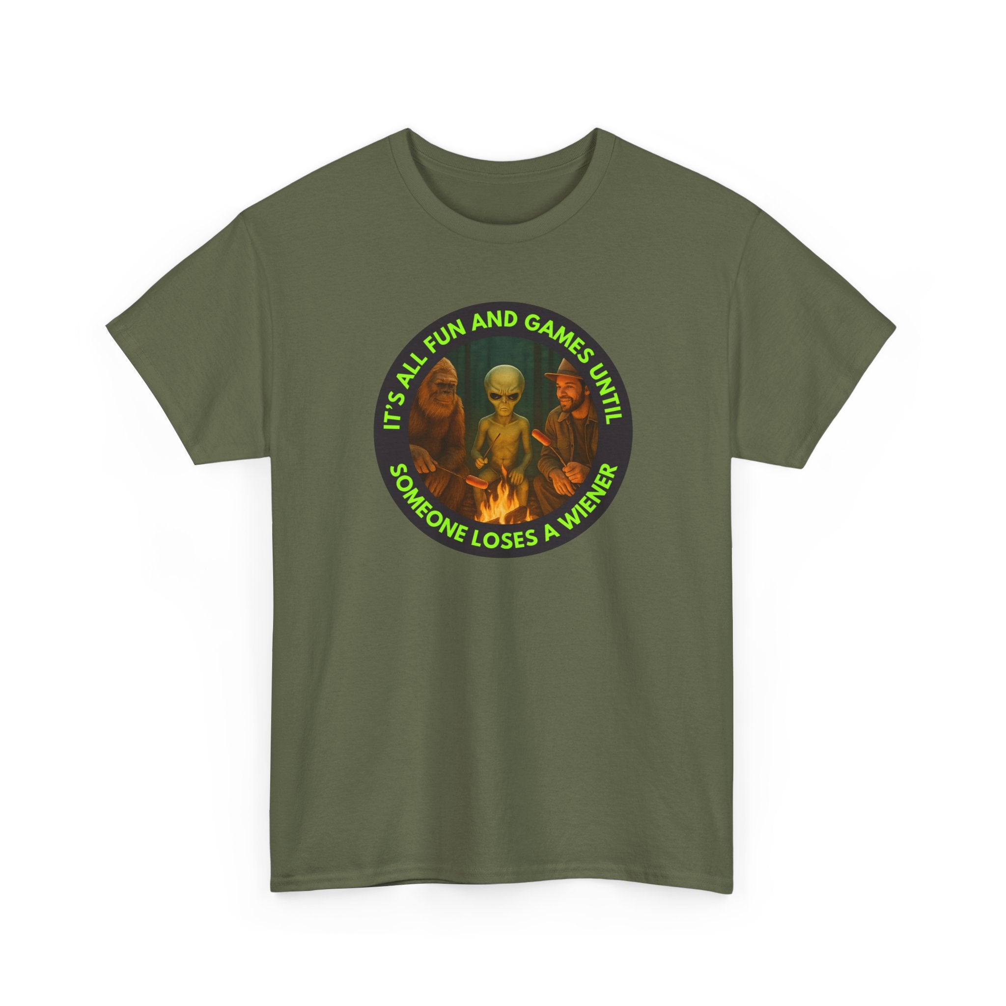 It's All Fun and Games Until... Funny Alien Camping T-shirt, Gift for Gamers, Casual Wear, Unique Statement