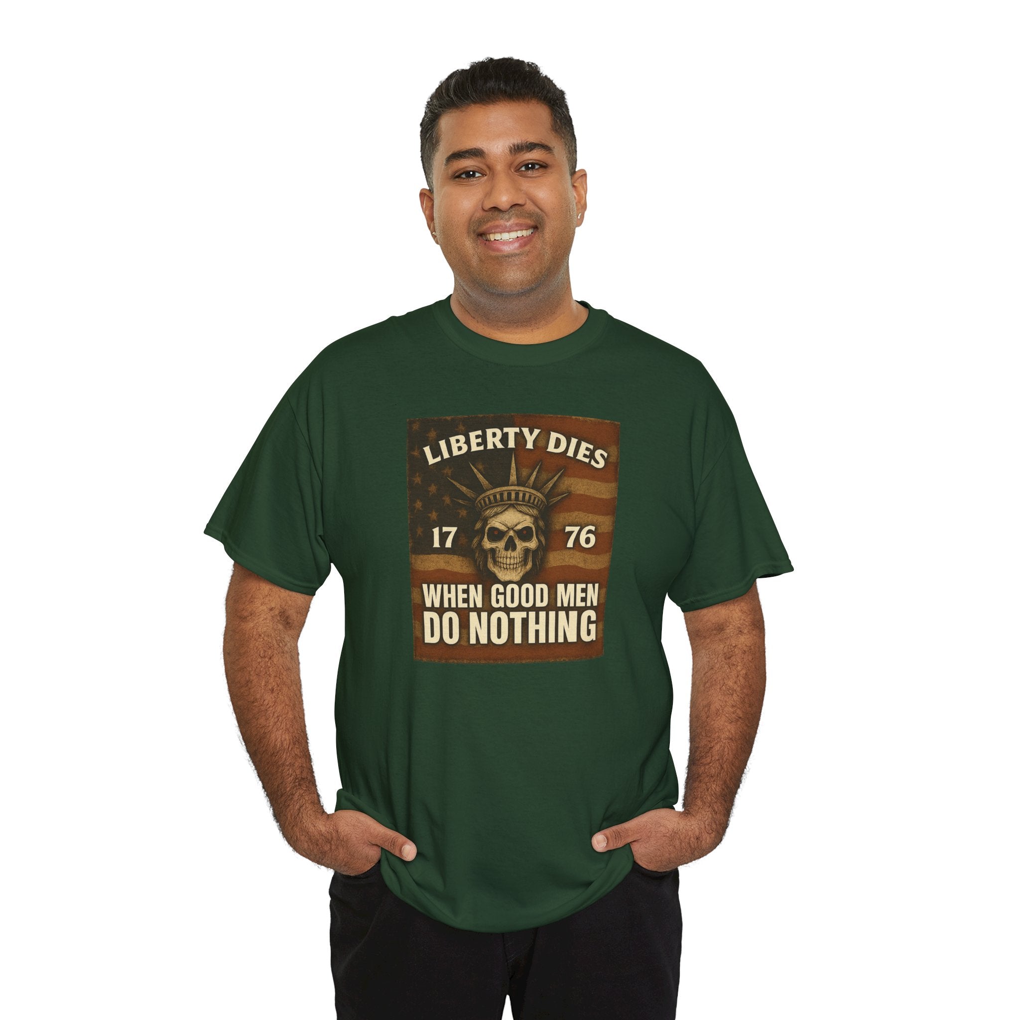 Liberty Dies Unisex Heavy Cotton Tee, Patriotic T-Shirt, 4th of July Gift, Independence Day Apparel, Vintage Style Tee
