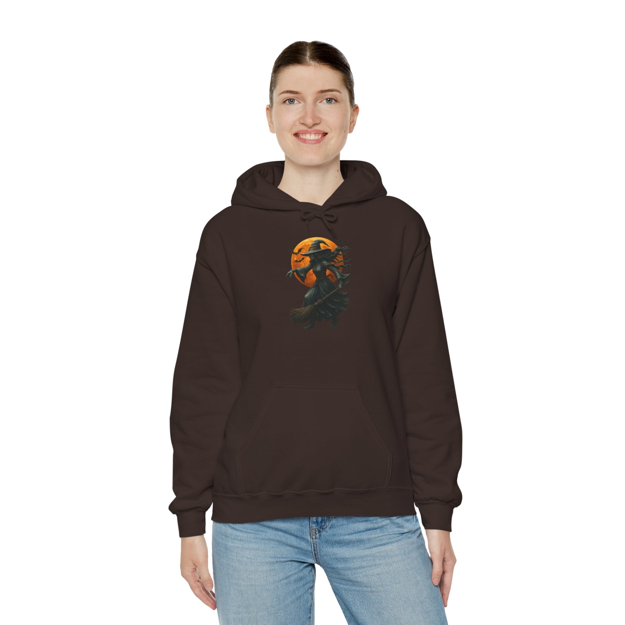 Halloween-Inspired Witch Hoodie, Cozy Fall Sweatshirt, Unisex Autumn Apparel, Spooky Season Gift, Perfect for October Celebrations