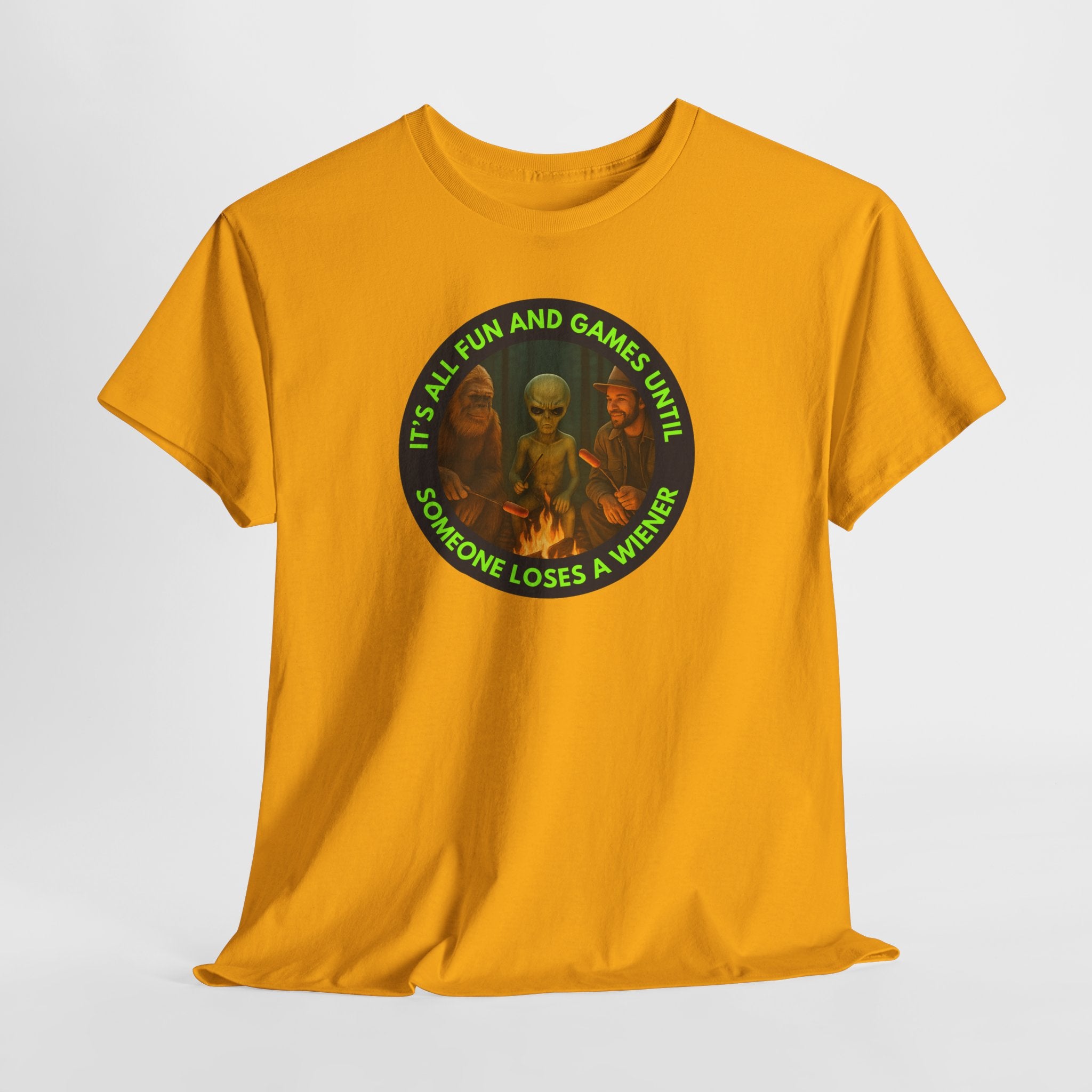 It's All Fun and Games Until... Funny Alien Camping T-shirt, Gift for Gamers, Casual Wear, Unique Statement