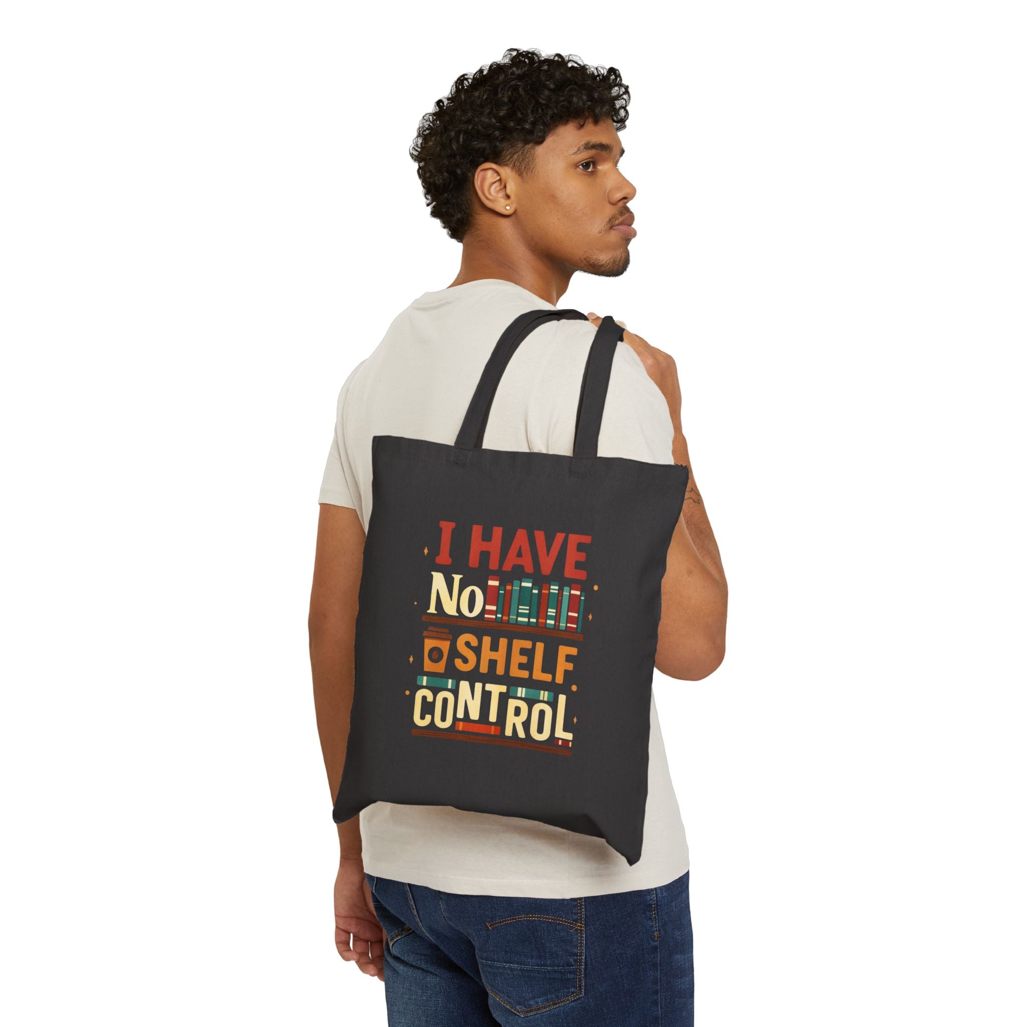 I HAVE NO SHELF CONTROL - Book Lover's Cotton Canvas Tote Bag, Literary Gift, Book Storage, Eco-Friendly Bag, Reading Accessory, Gift for Readers