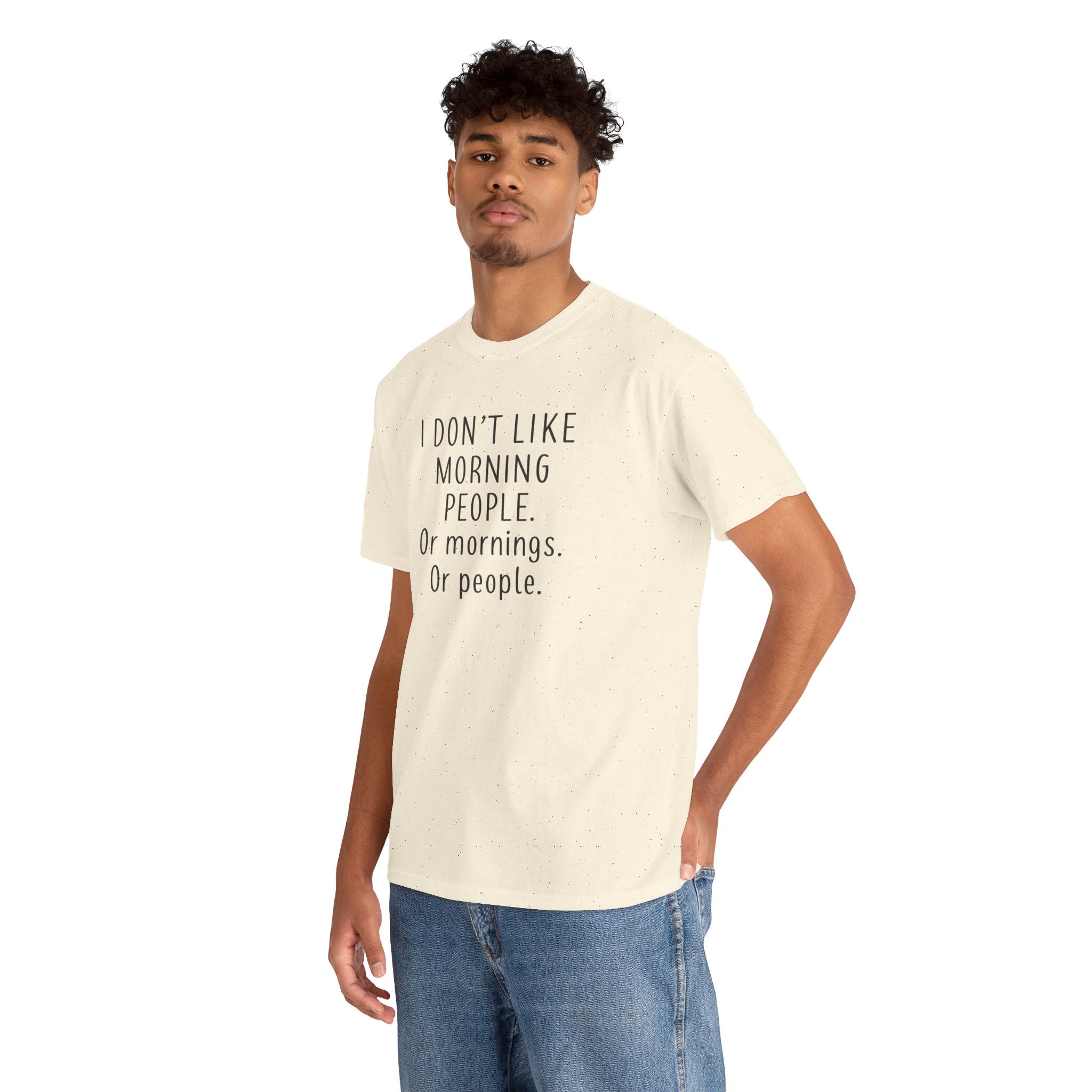 Funny Morning Tee - I Don't Like Morning People, Gift for Night Owls, Casual Wear, Humor T-Shirt, Unisex Cotton Shirt
