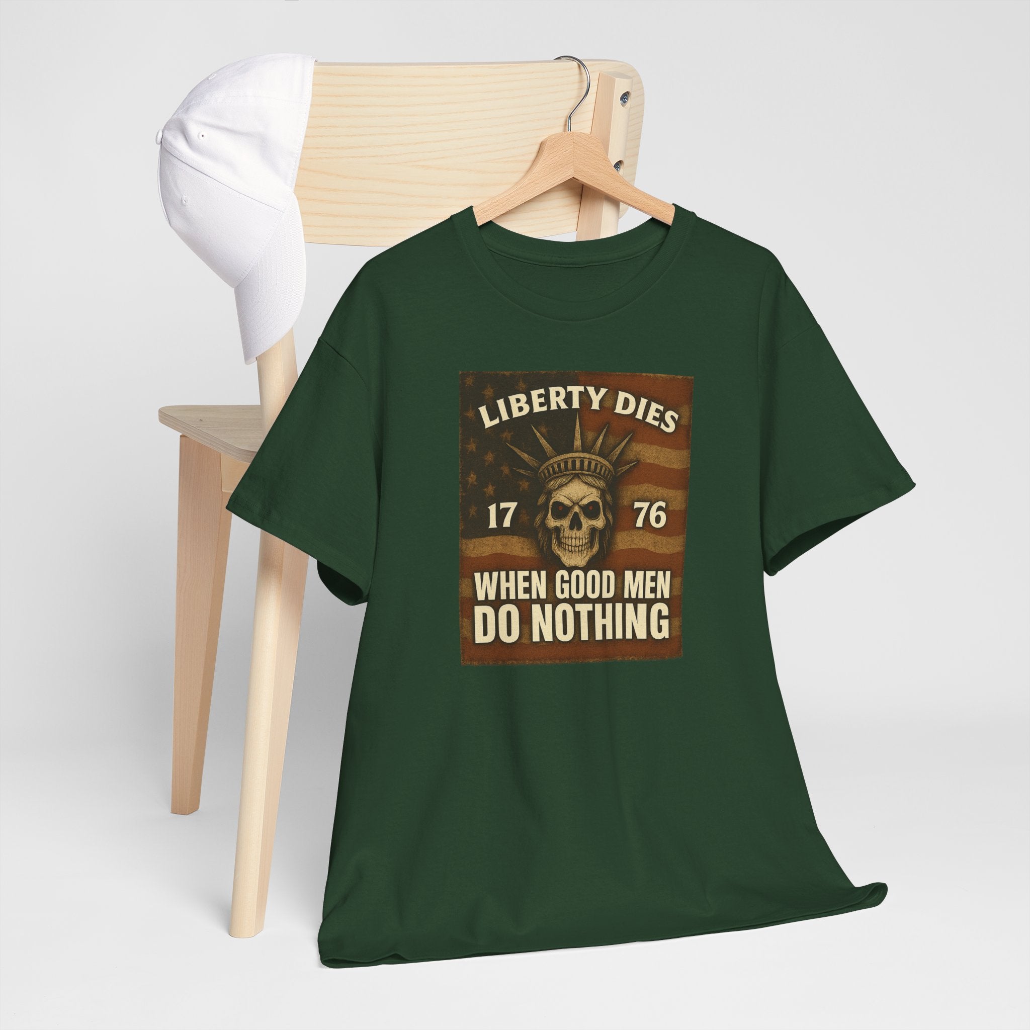 Liberty Dies Unisex Heavy Cotton Tee, Patriotic T-Shirt, 4th of July Gift, Independence Day Apparel, Vintage Style Tee