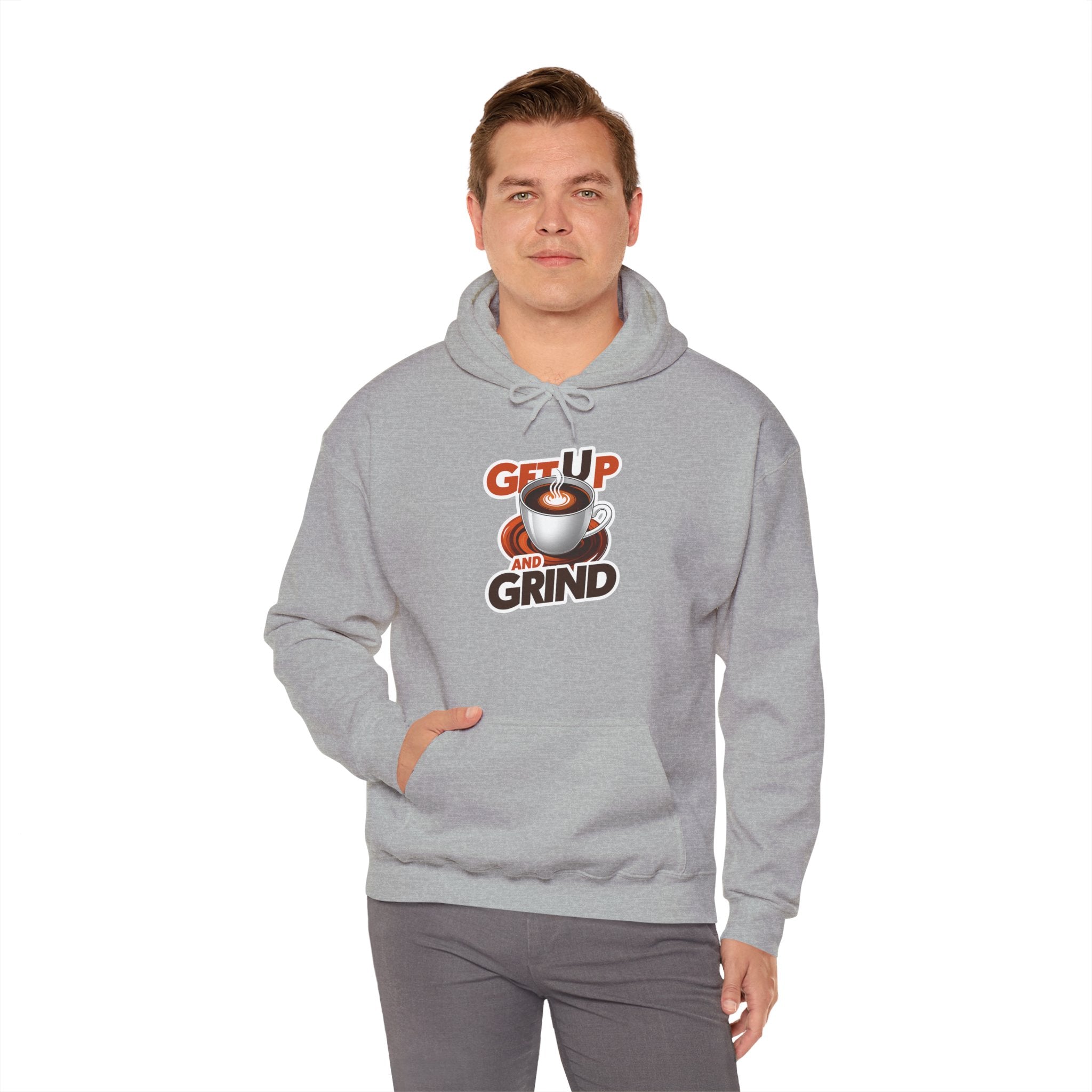 Get Up and Grind Motivational Coffee -Themed Hoodie | Motivational Gift for Coffee Lovers, Unisex Casual Wear, Perfect for Gym, School, Office