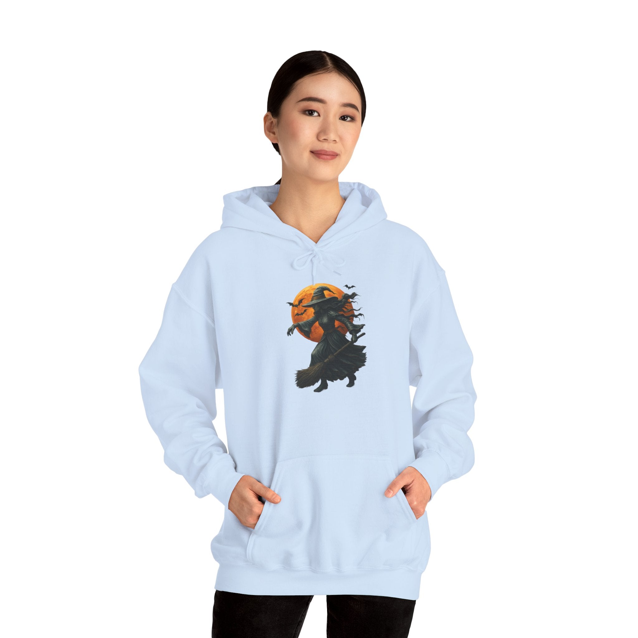 Halloween-Inspired Witch Hoodie, Cozy Fall Sweatshirt, Unisex Autumn Apparel, Spooky Season Gift, Perfect for October Celebrations