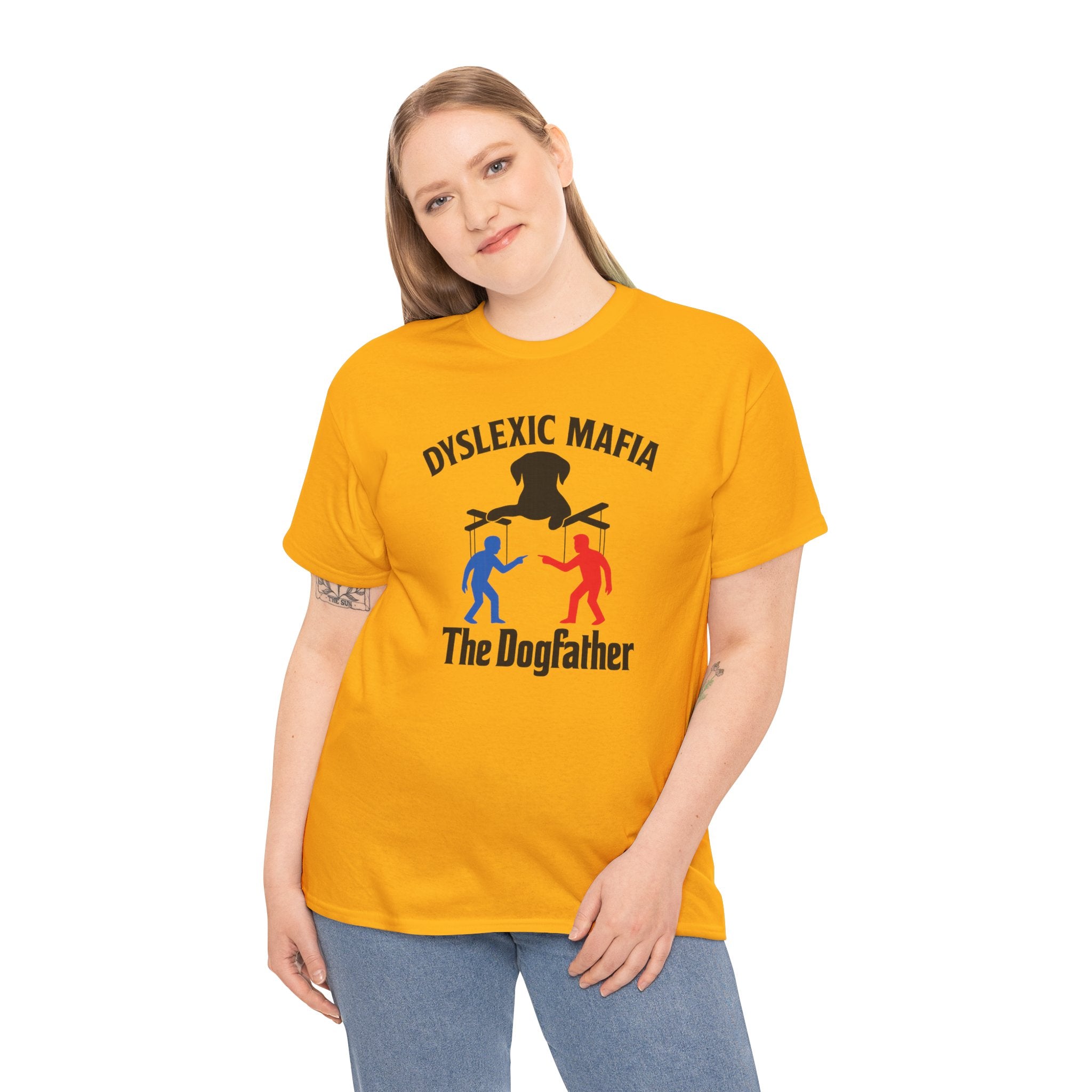 Funny Mafia Dogfather T-shirt- Unisex Heavy Cotton T-Shirt, Funny Graphic Tee, Gift for Dog Lovers, Casual Wear, Statement Shirt