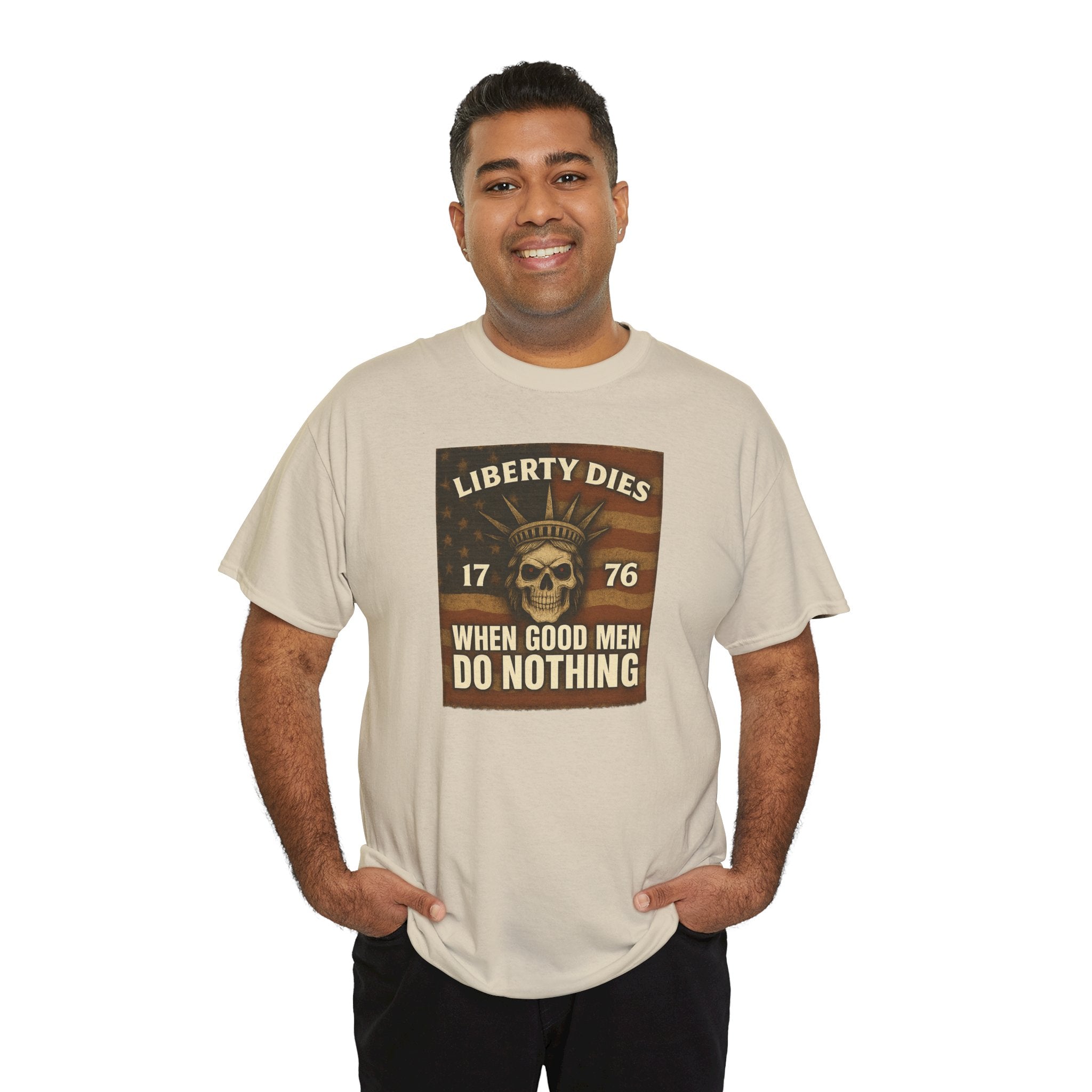 Liberty Dies Unisex Heavy Cotton Tee, Patriotic T-Shirt, 4th of July Gift, Independence Day Apparel, Vintage Style Tee