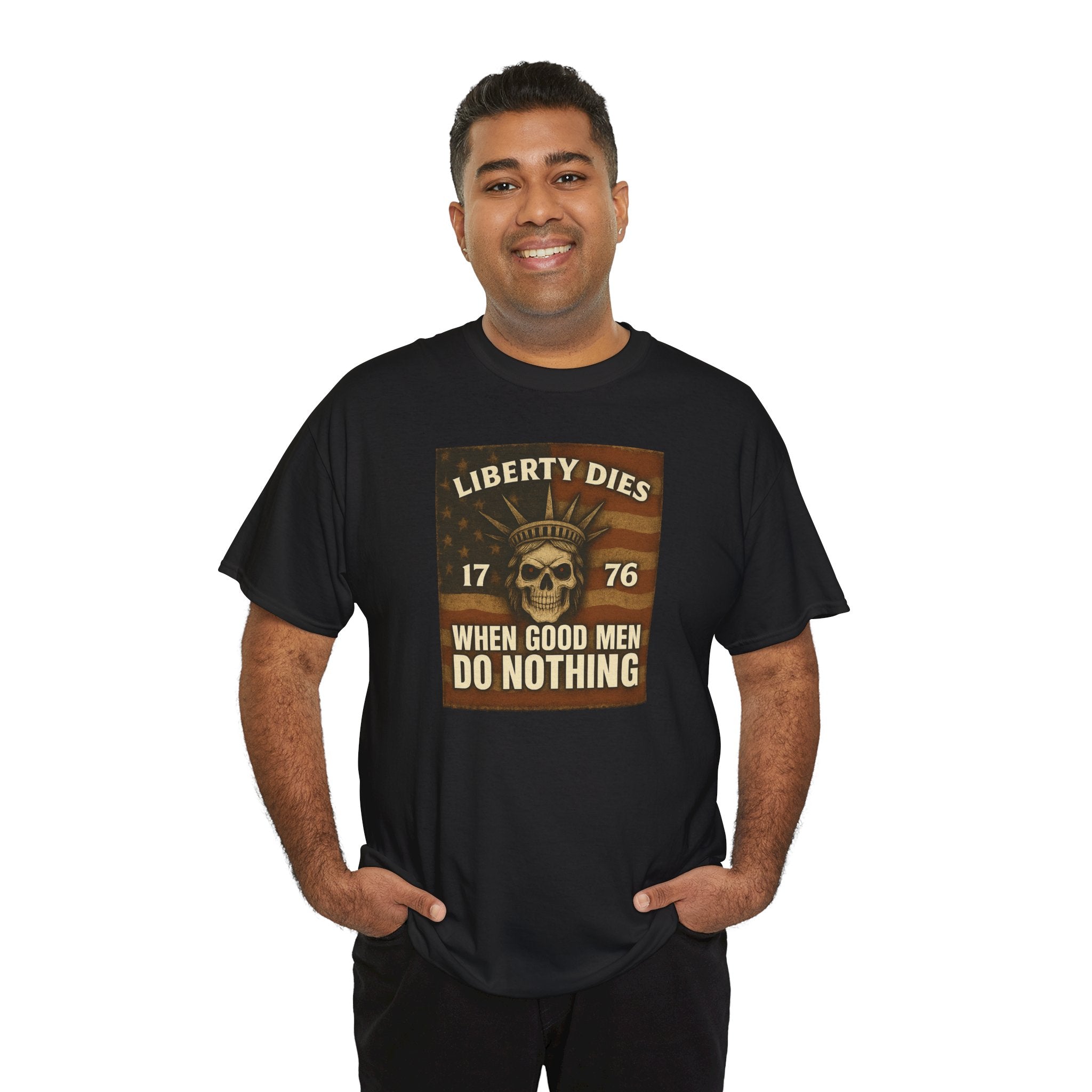 Liberty Dies Unisex Heavy Cotton Tee, Patriotic T-Shirt, 4th of July Gift, Independence Day Apparel, Vintage Style Tee
