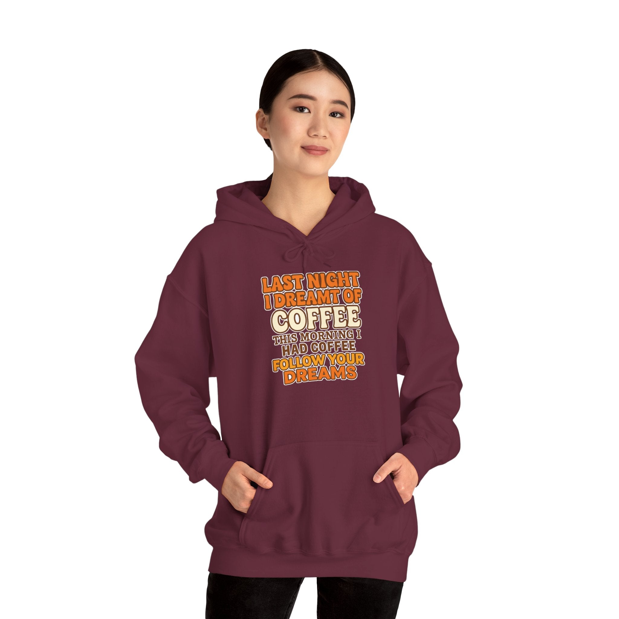 Dream of Coffee Follow Your Dreams Coffee-Inspired Unisex Hoodie, Cozy Sweatshirt Gift, Coffee Lover Sweatshirt, Perfect for Casual Days, Unique Graphic