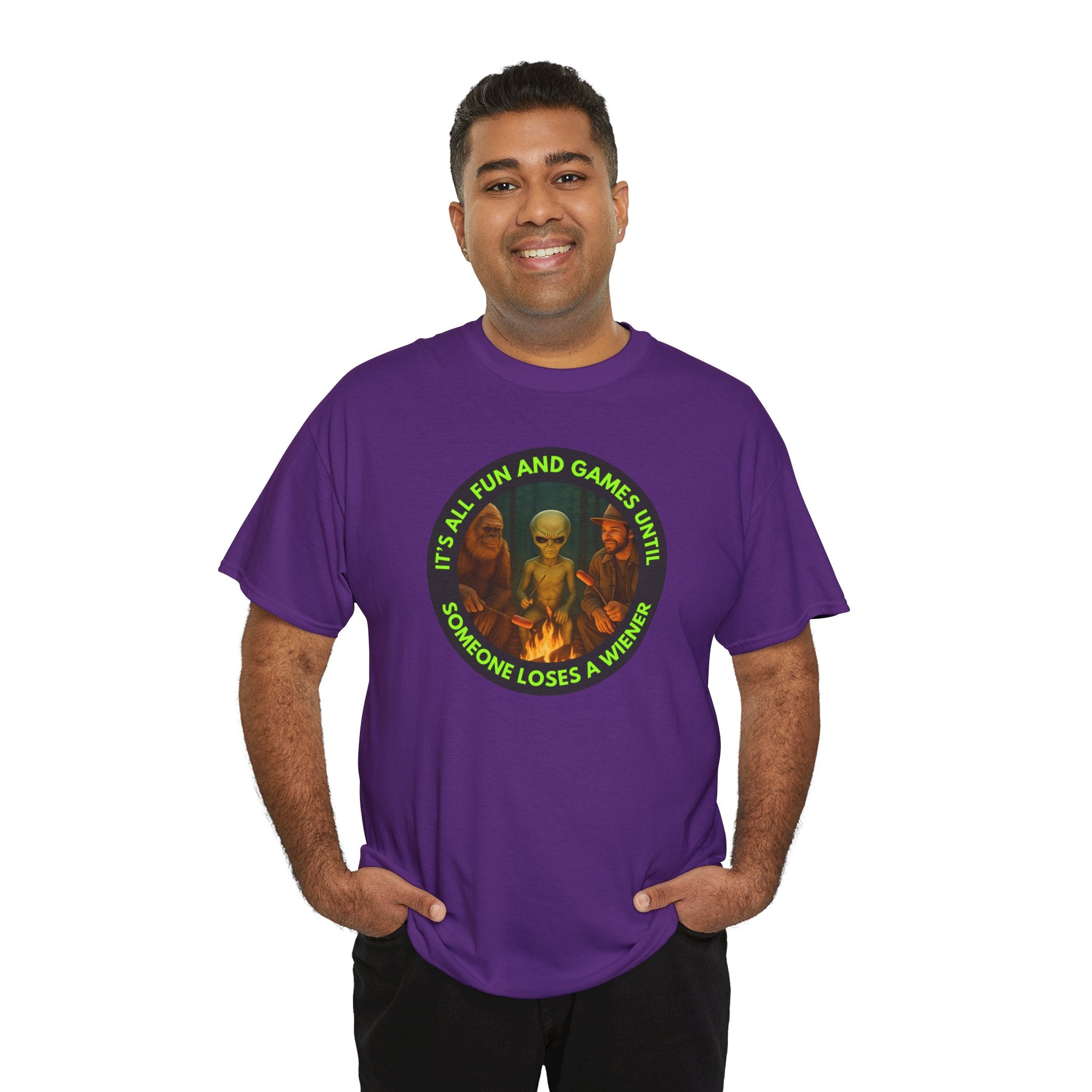 It's All Fun and Games Until... Funny Alien Camping T-shirt, Gift for Gamers, Casual Wear, Unique Statement