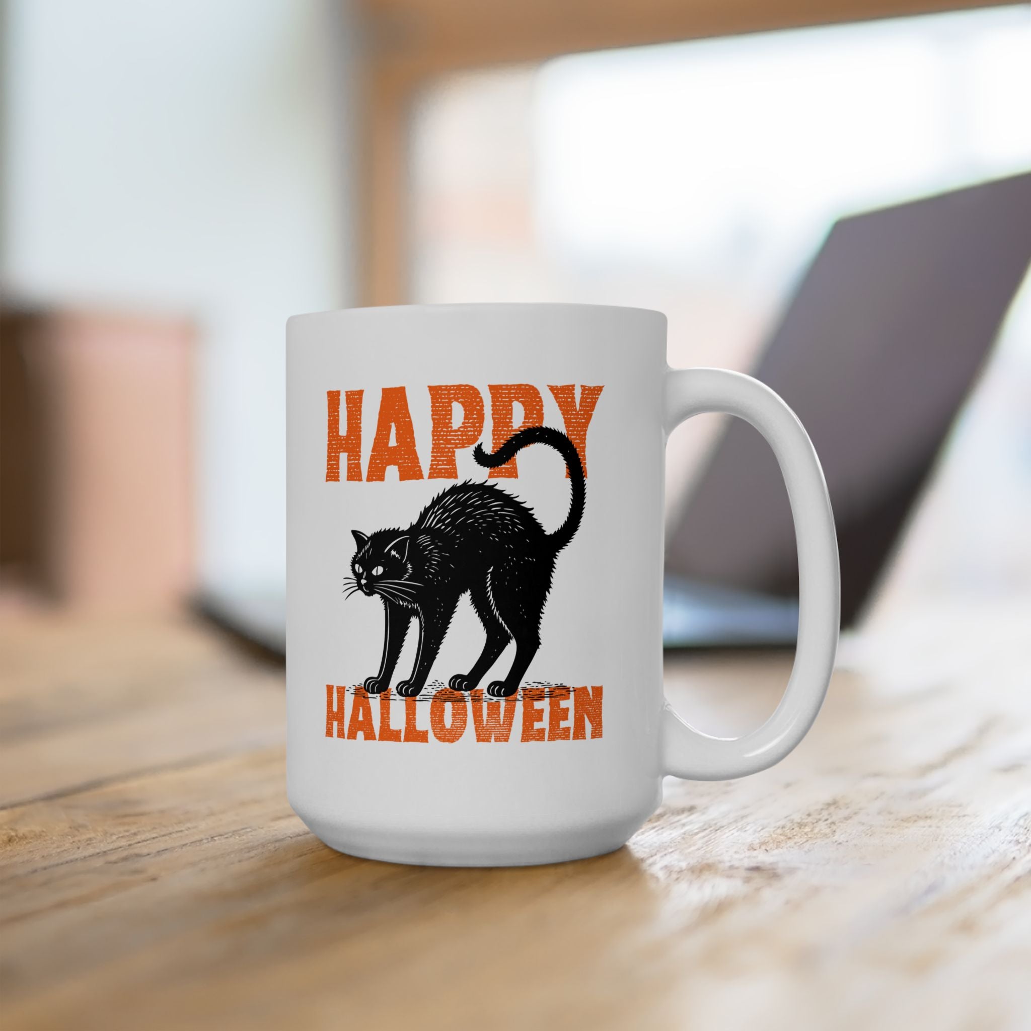 Halloween Cat Ceramic Mug - Perfect for Spooky Season, Cat Lovers, Fall Decor, Halloween Parties, Coffee Lovers