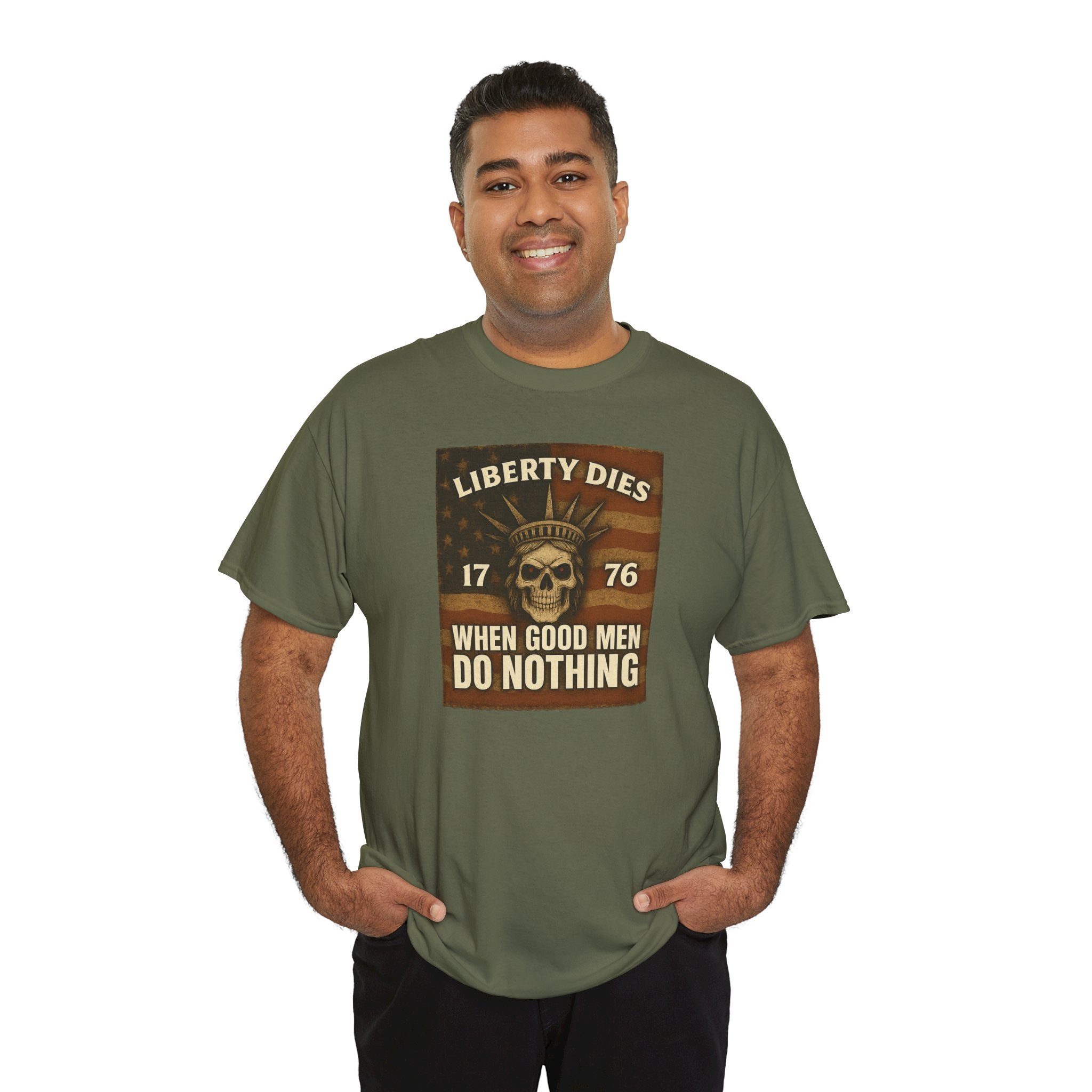 Liberty Dies Unisex Heavy Cotton Tee, Patriotic T-Shirt, 4th of July Gift, Independence Day Apparel, Vintage Style Tee